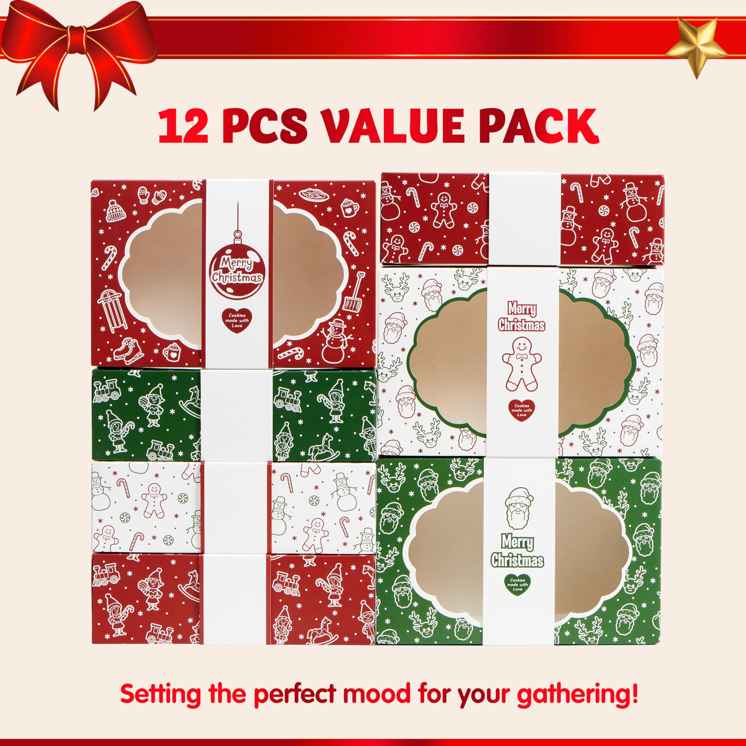 12PCS Christmas Cookie Boxes for Gift Giving - Image 2