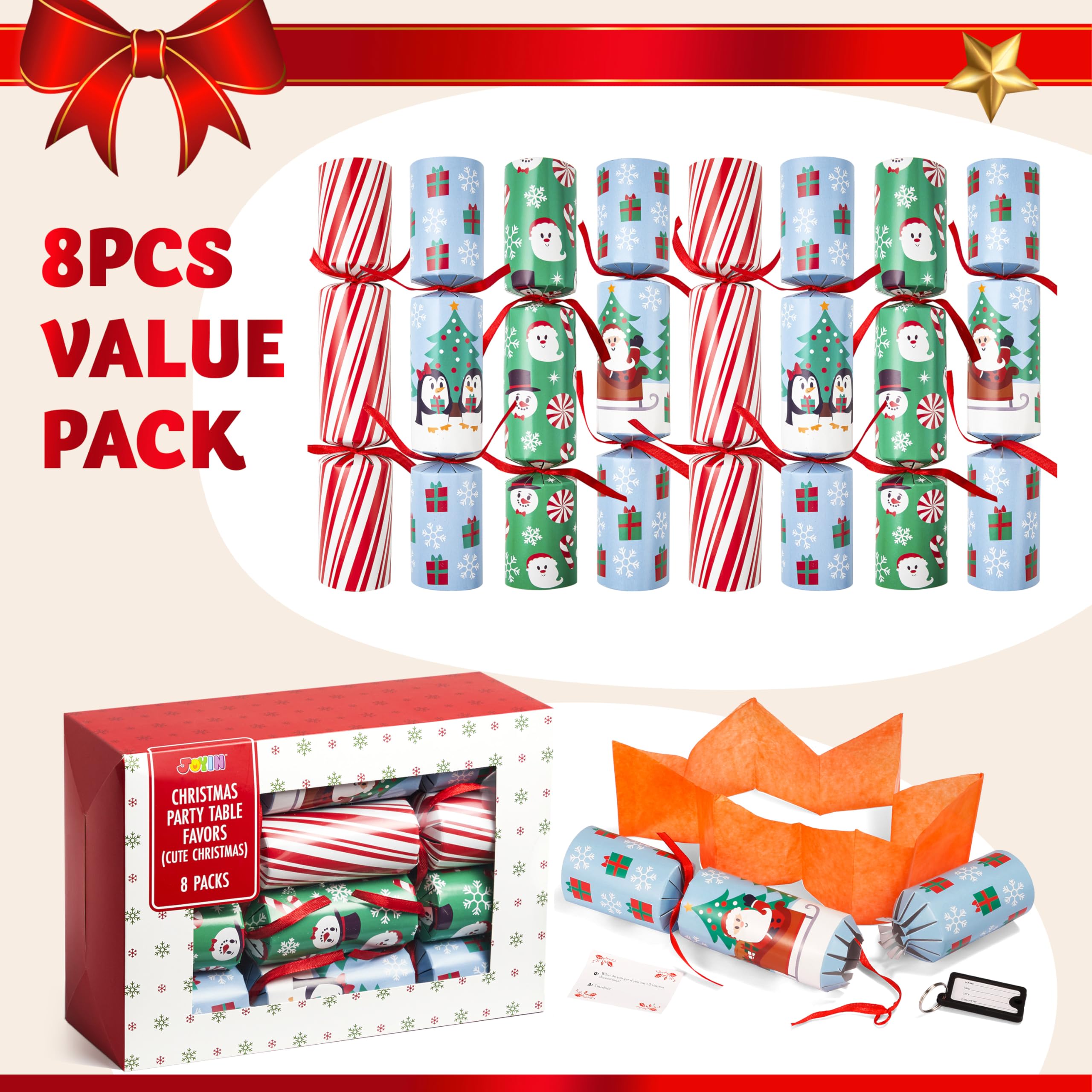 Christmas Party Table Favors (Cute Christmas), 8 Pack - Image 2