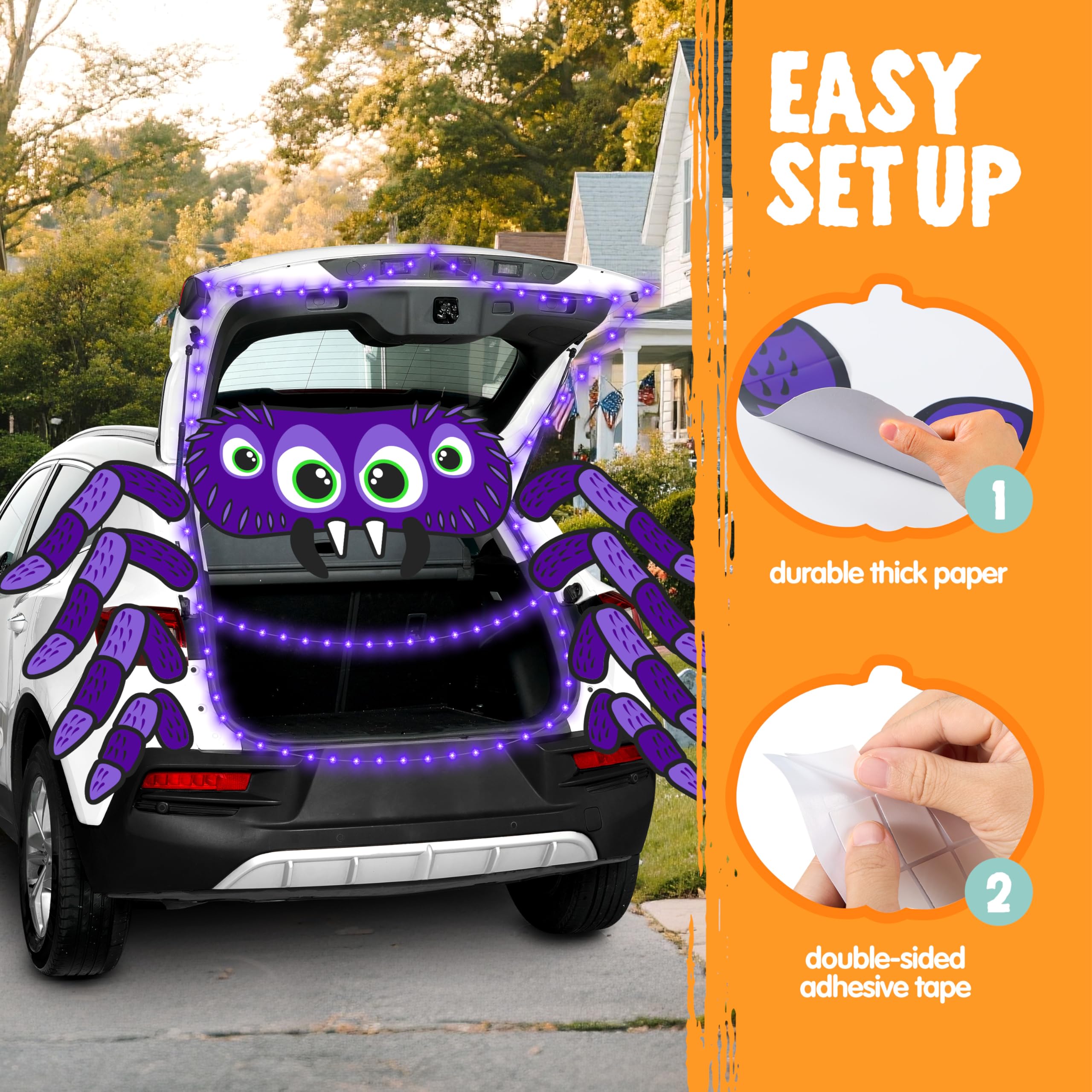 Halloween Trunk or Treat Car Decorations Kit Spider Theme - Image 2