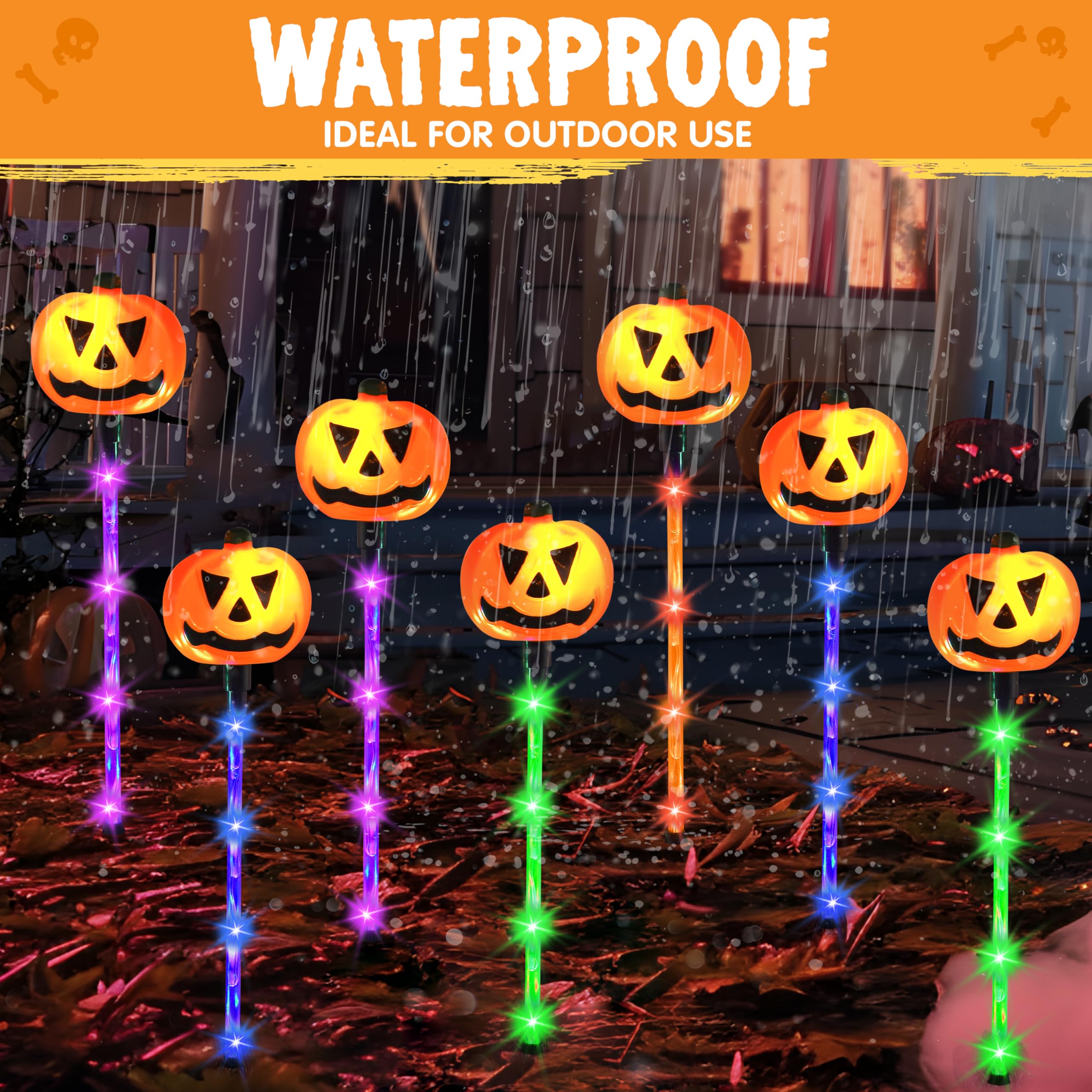 10Pcs Halloween Solar Pumpkin Pathway Lights Decorations - Image 2
