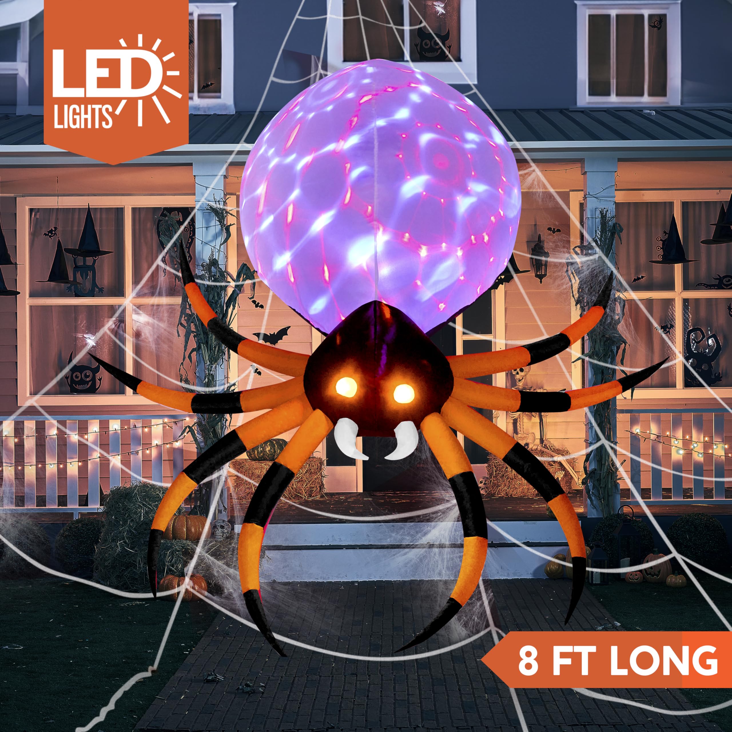8 FT Halloween Inflatable Giant Spider Outdoor Decorations - Image 2