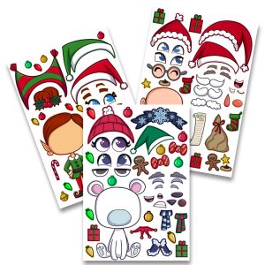 Make-a-face Christmas Sticker in 6 Designs, 36 Pcs