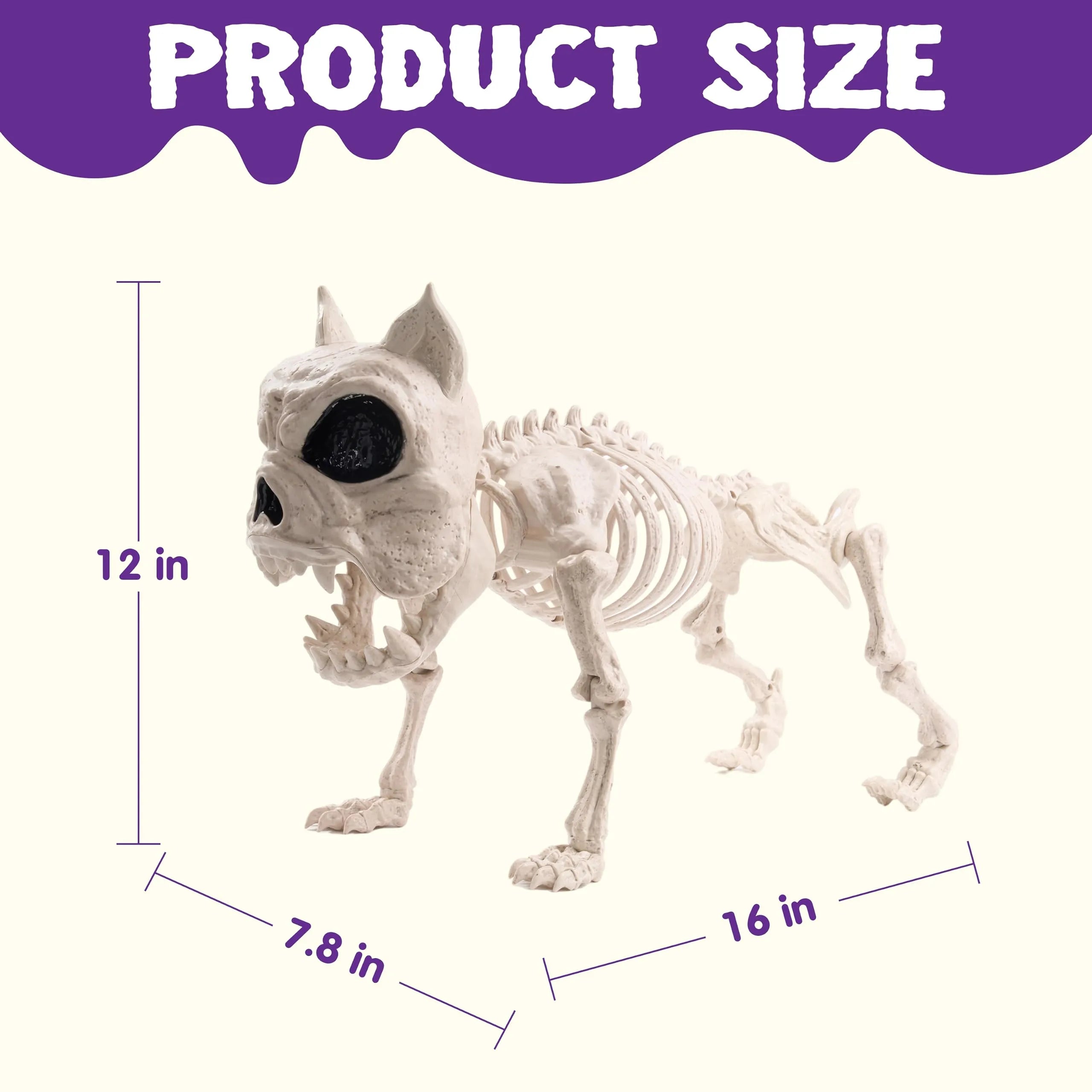 2 PCS 16in Halloween Pose-N-Stay Dog Skeleton Decoration Animal - Image 2