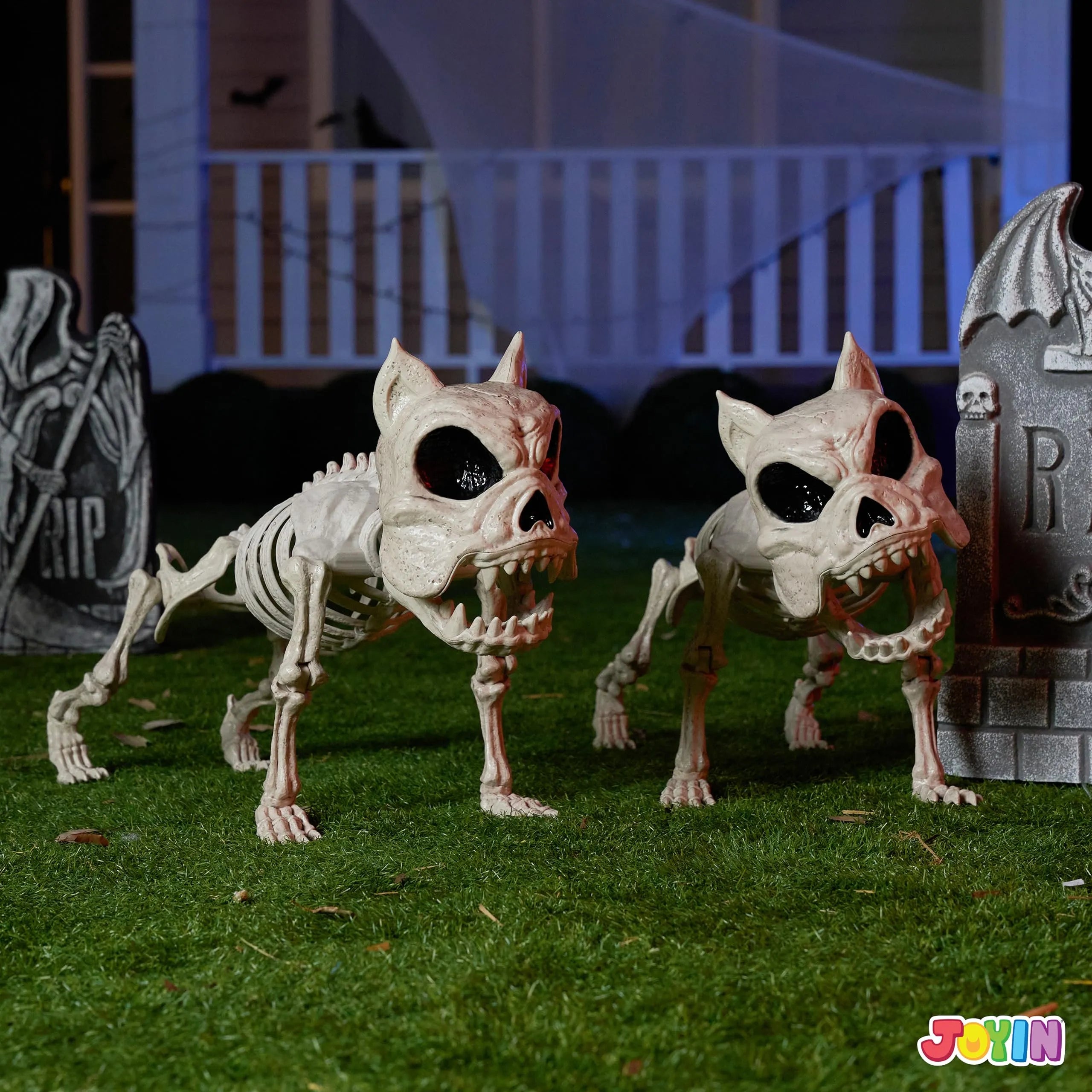 2 PCS 16in Halloween Pose-N-Stay Dog Skeleton Decoration Animal - Image 6