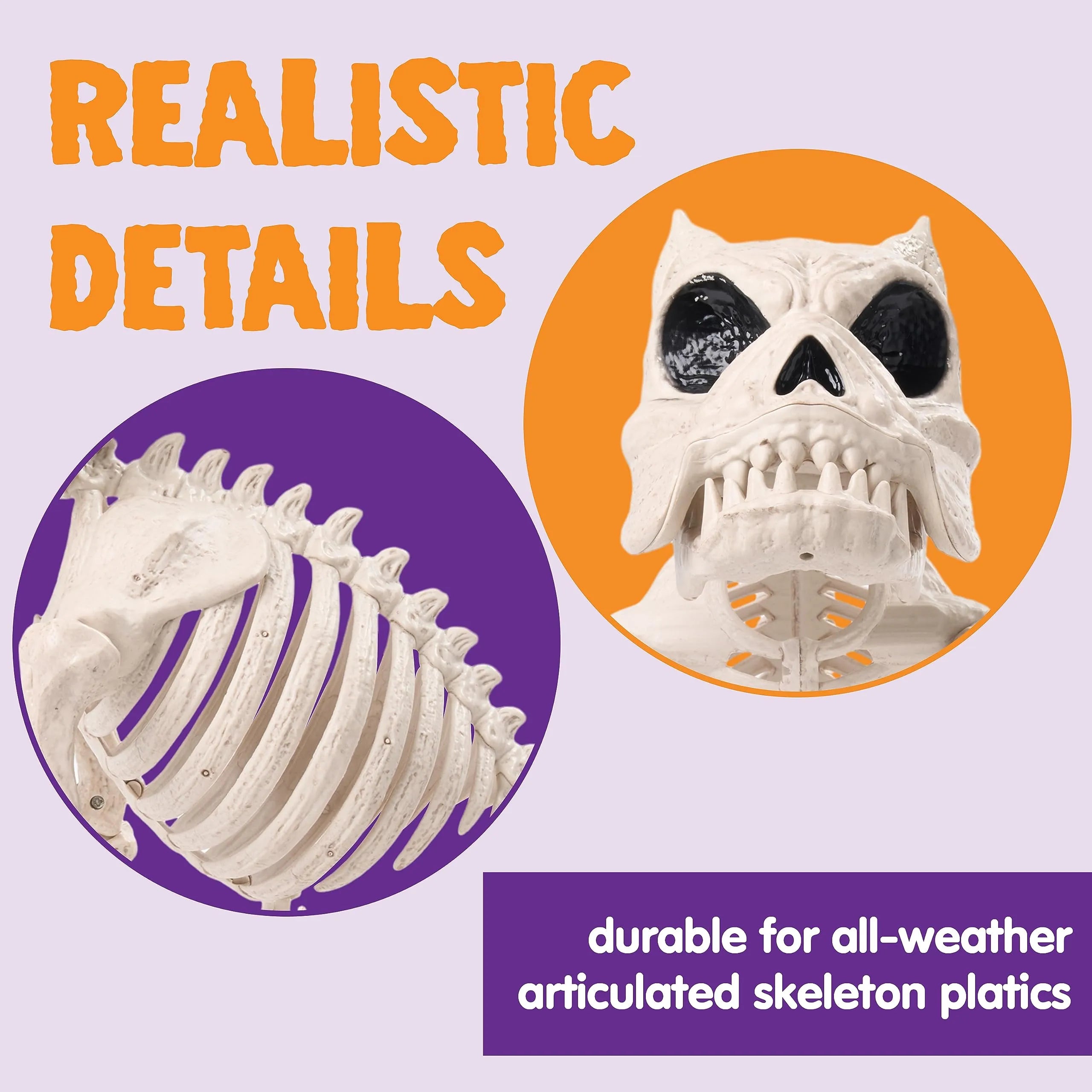 2 PCS 16in Halloween Pose-N-Stay Dog Skeleton Decoration Animal - Image 3