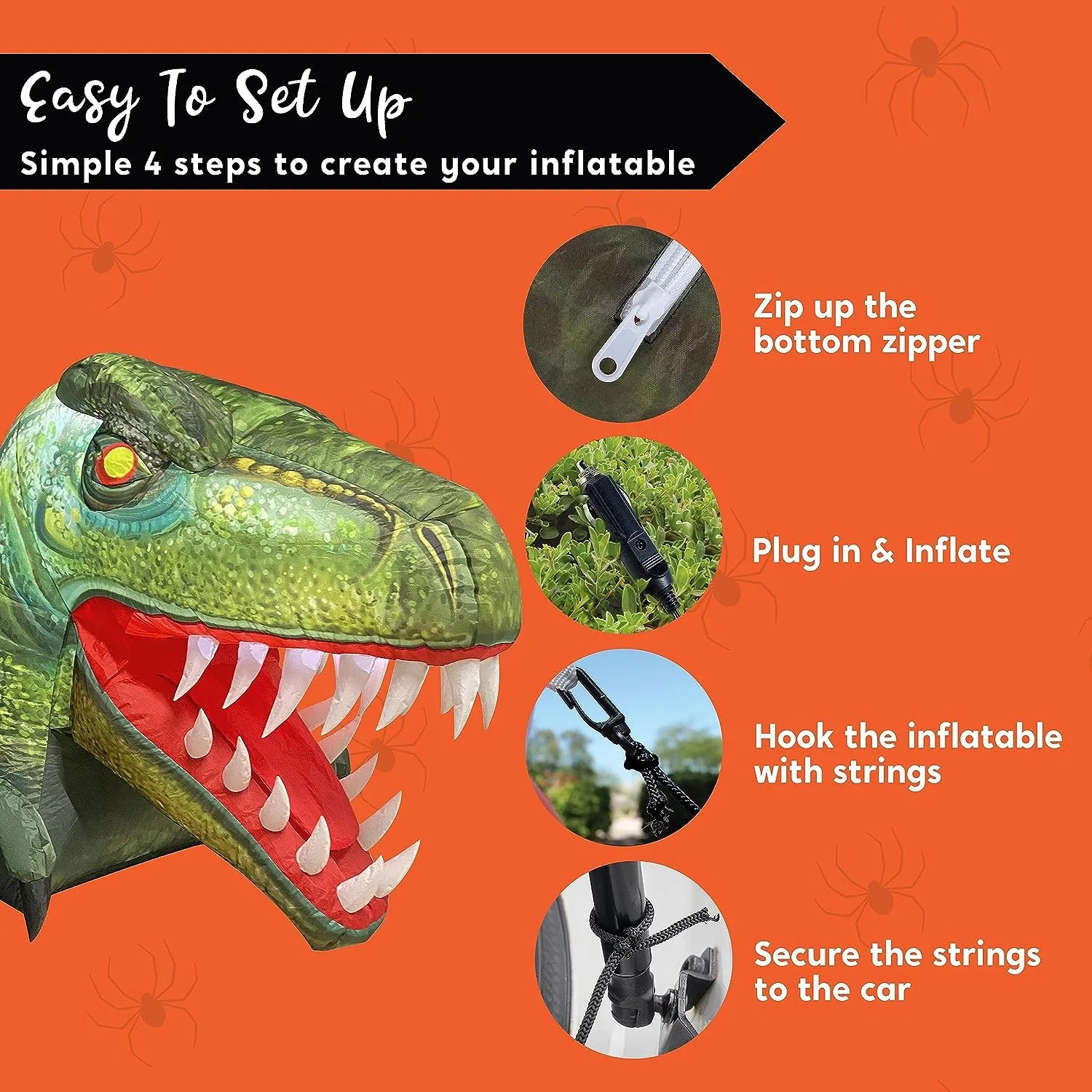 3.6ft Dinosaur Trunk or Treat Halloween Inflatable - Image 7