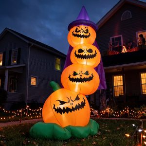Joiedomi 6 Ft Inflatable Halloween Pumpkin with Witch Hat & LED Lights