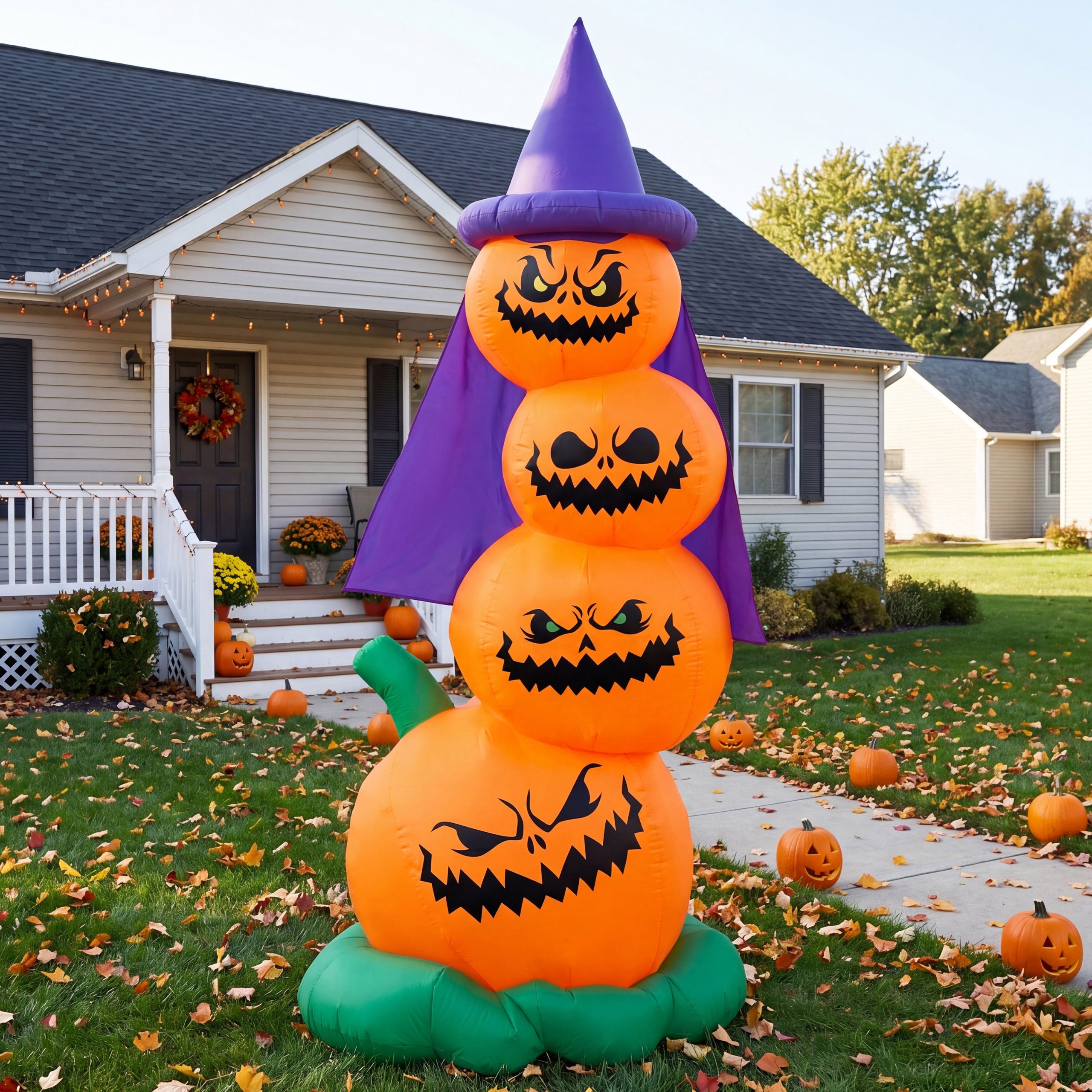 Joiedomi 6 Ft Inflatable Halloween Pumpkin with Witch Hat & LED Lights - Image 8