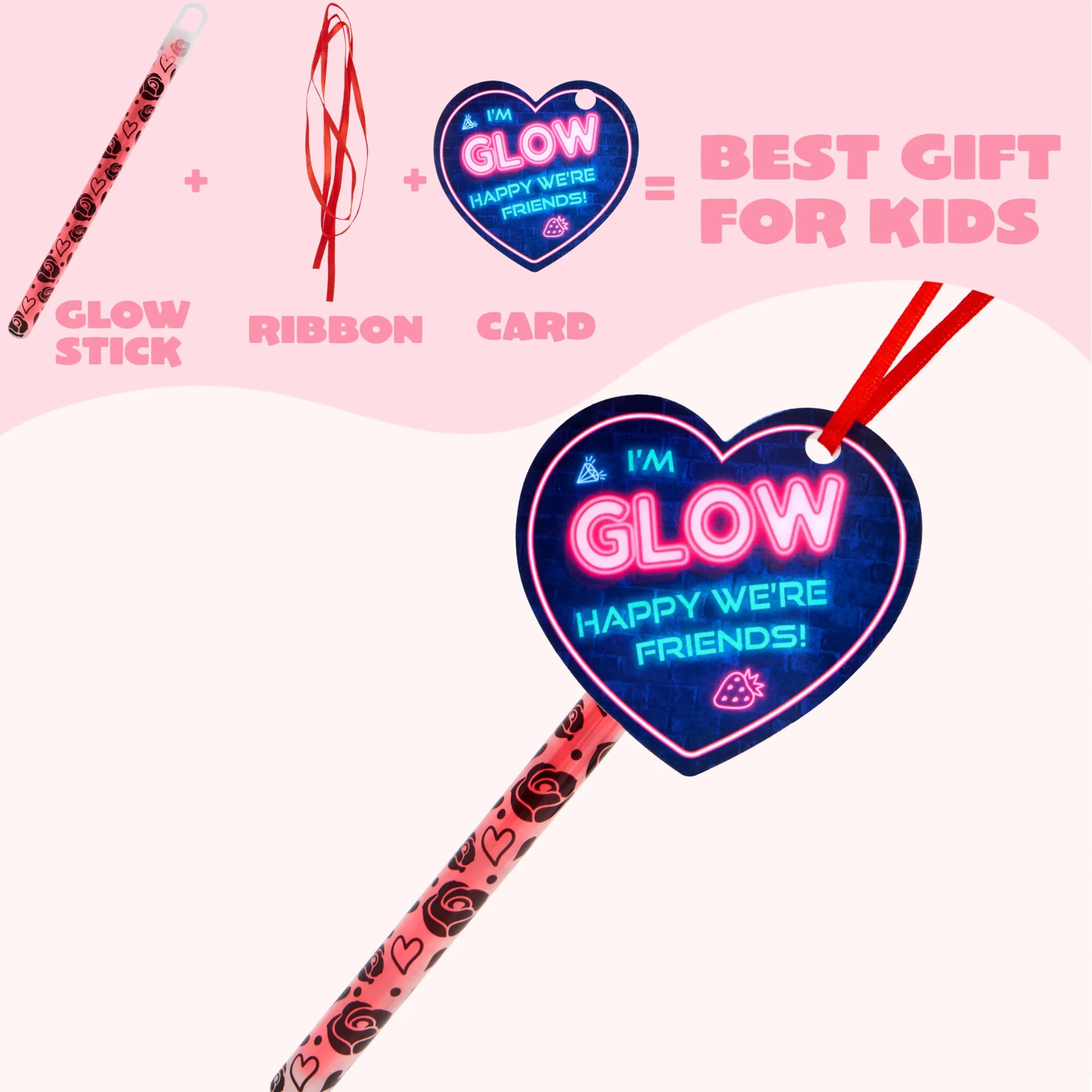 30 Packs Valentine’s Day Gifts Cards with Bright Large Glow Sticks for Kids Classroom Exchange Toy - Image 5