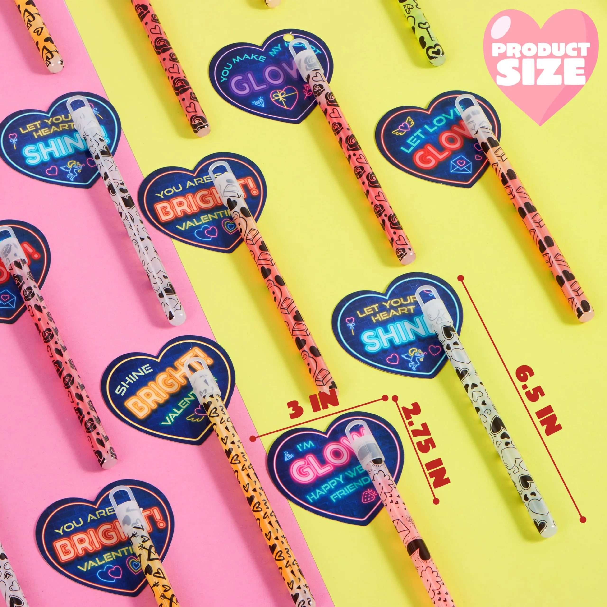 30 Packs Valentine’s Day Gifts Cards with Bright Large Glow Sticks for Kids Classroom Exchange Toy - Image 8
