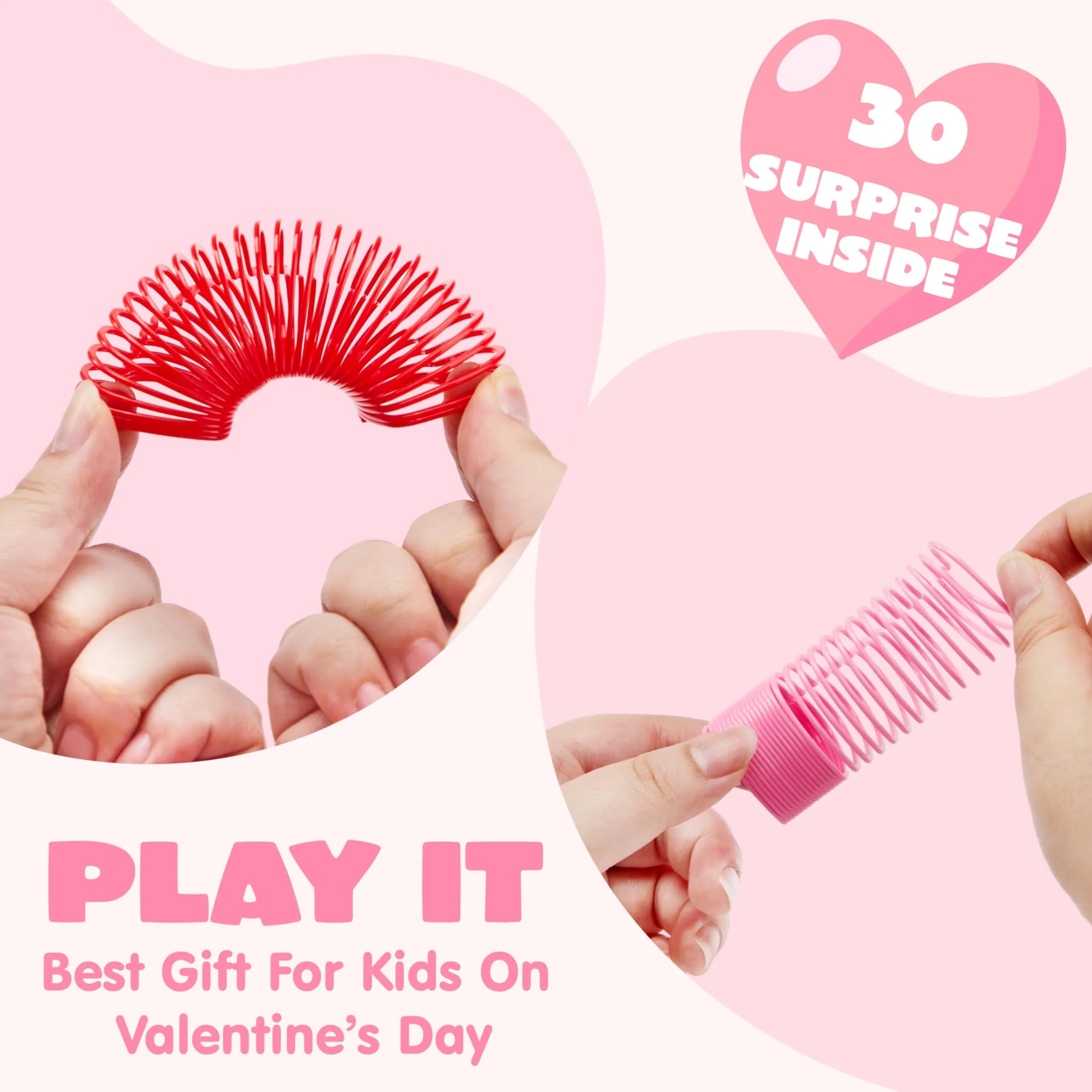 30 Packs Valentine’s Day Multi-Color Heart Coil Springs Toys for Kids Classroom Exchange - Image 3