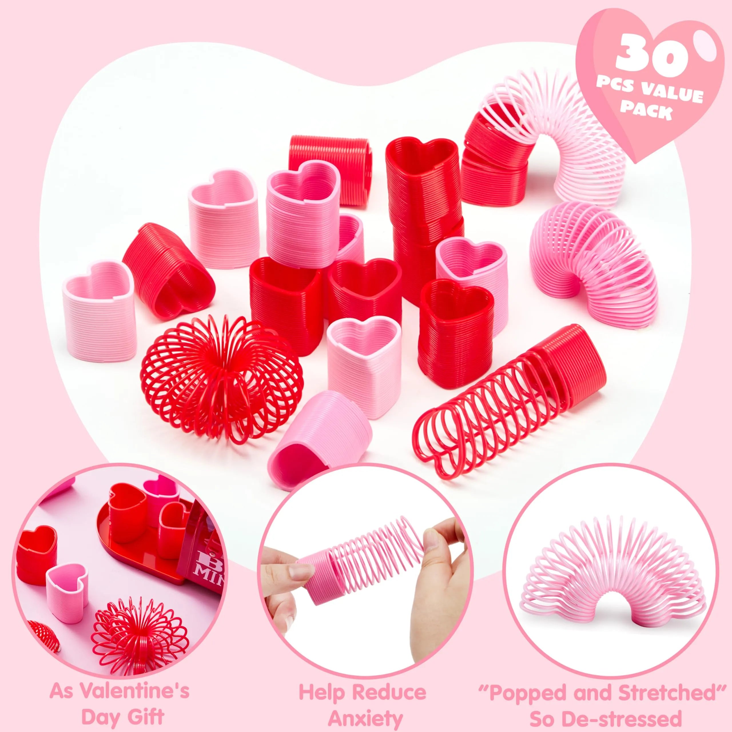 30 Packs Valentine’s Day Multi-Color Heart Coil Springs Toys for Kids Classroom Exchange - Image 2