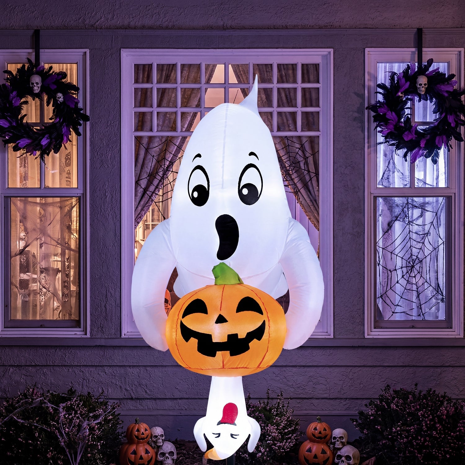 Joiedomi 6FT Halloween Inflatable Cute Ghost with Pumpkin - Image 6