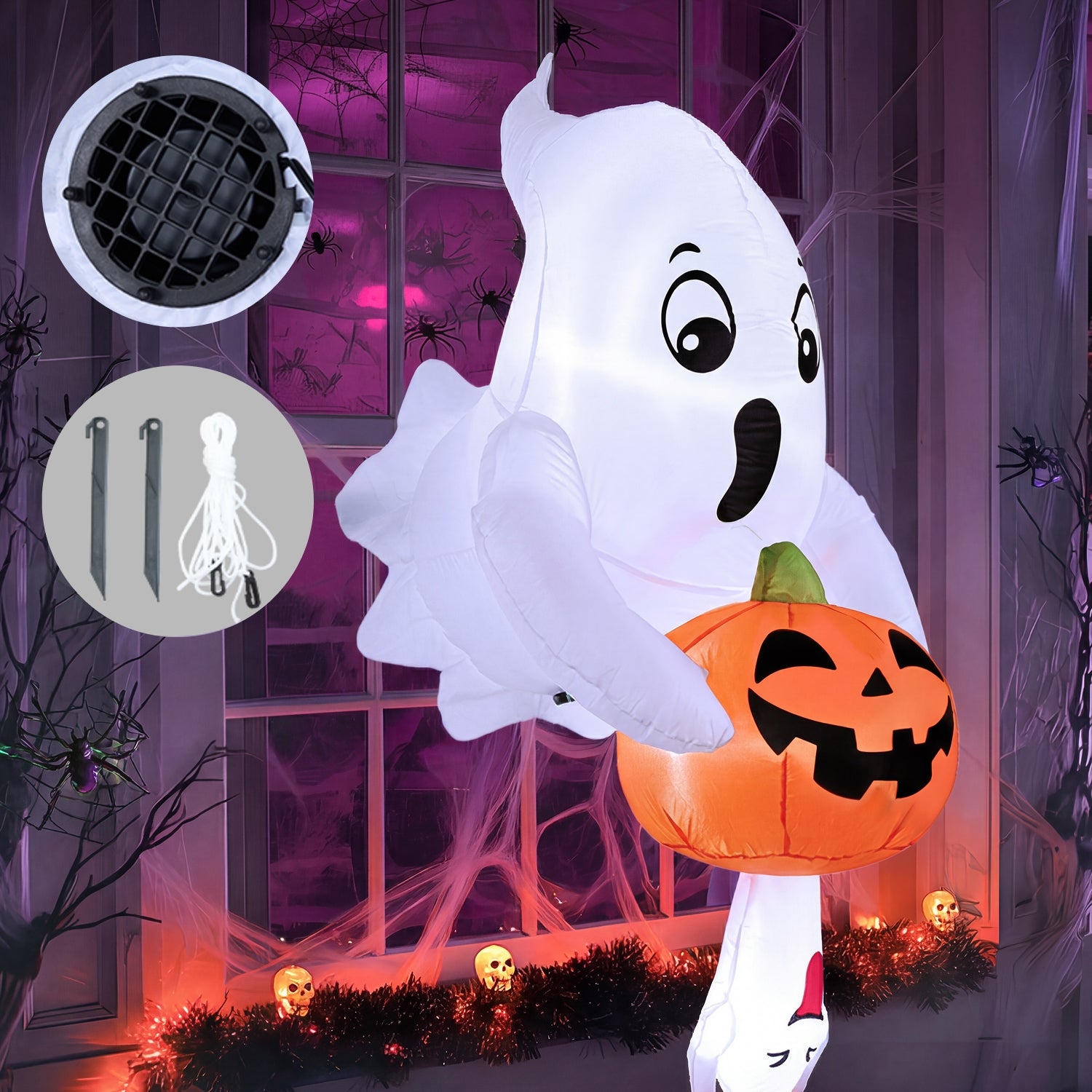 Joiedomi 6FT Halloween Inflatable Cute Ghost with Pumpkin - Image 4