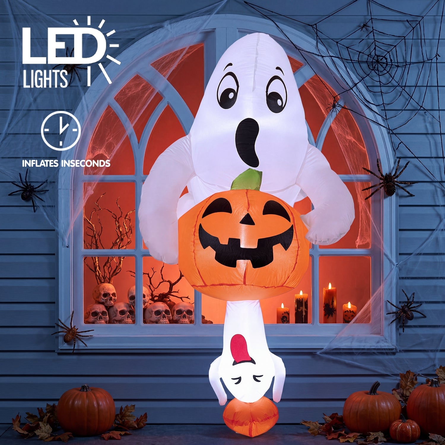 Joiedomi 6FT Halloween Inflatable Cute Ghost with Pumpkin - Image 2