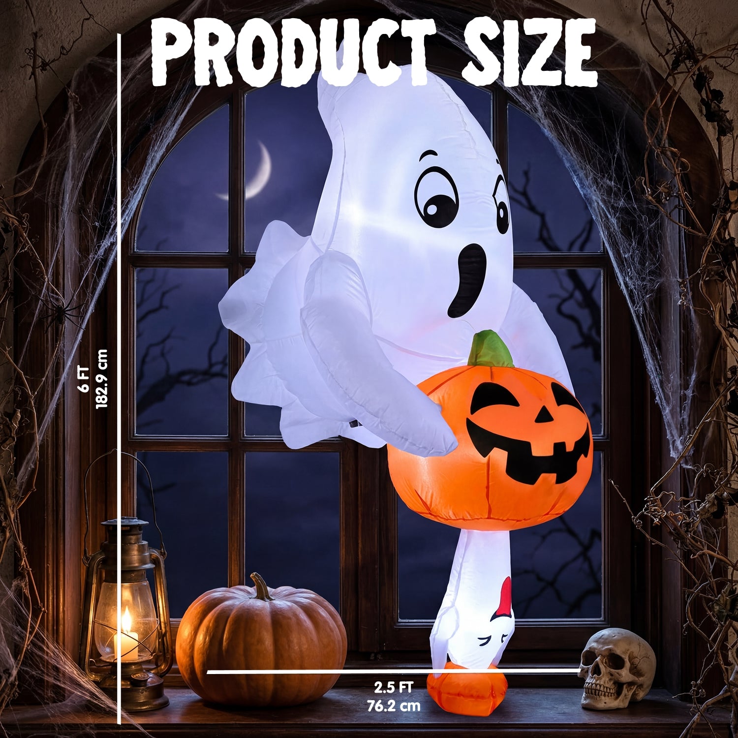 Joiedomi 6FT Halloween Inflatable Cute Ghost with Pumpkin - Image 5