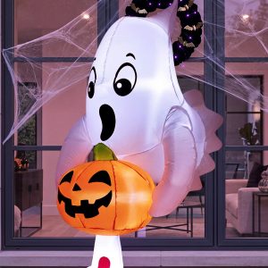 Joiedomi 6FT Halloween Inflatable Cute Ghost with Pumpkin