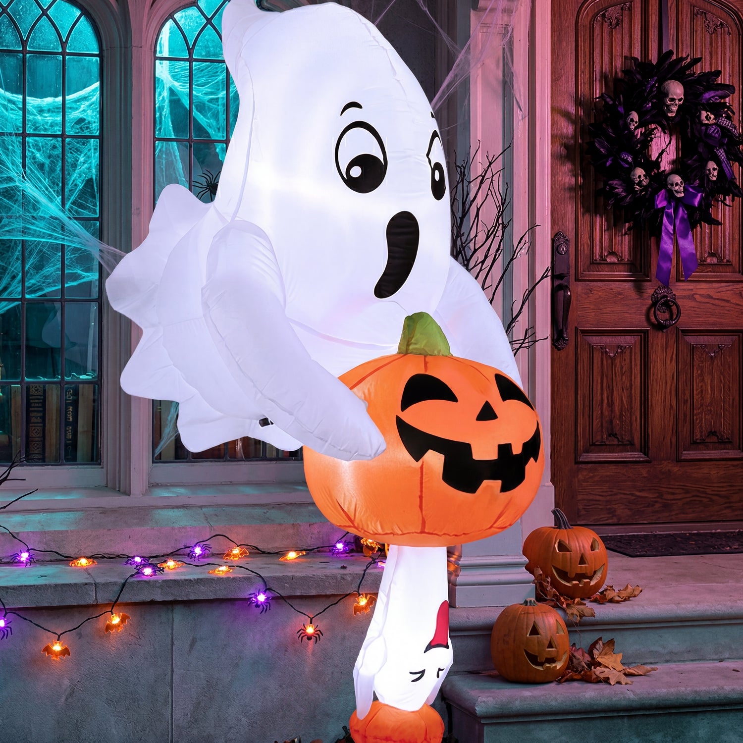 Joiedomi 6FT Halloween Inflatable Cute Ghost with Pumpkin - Image 7