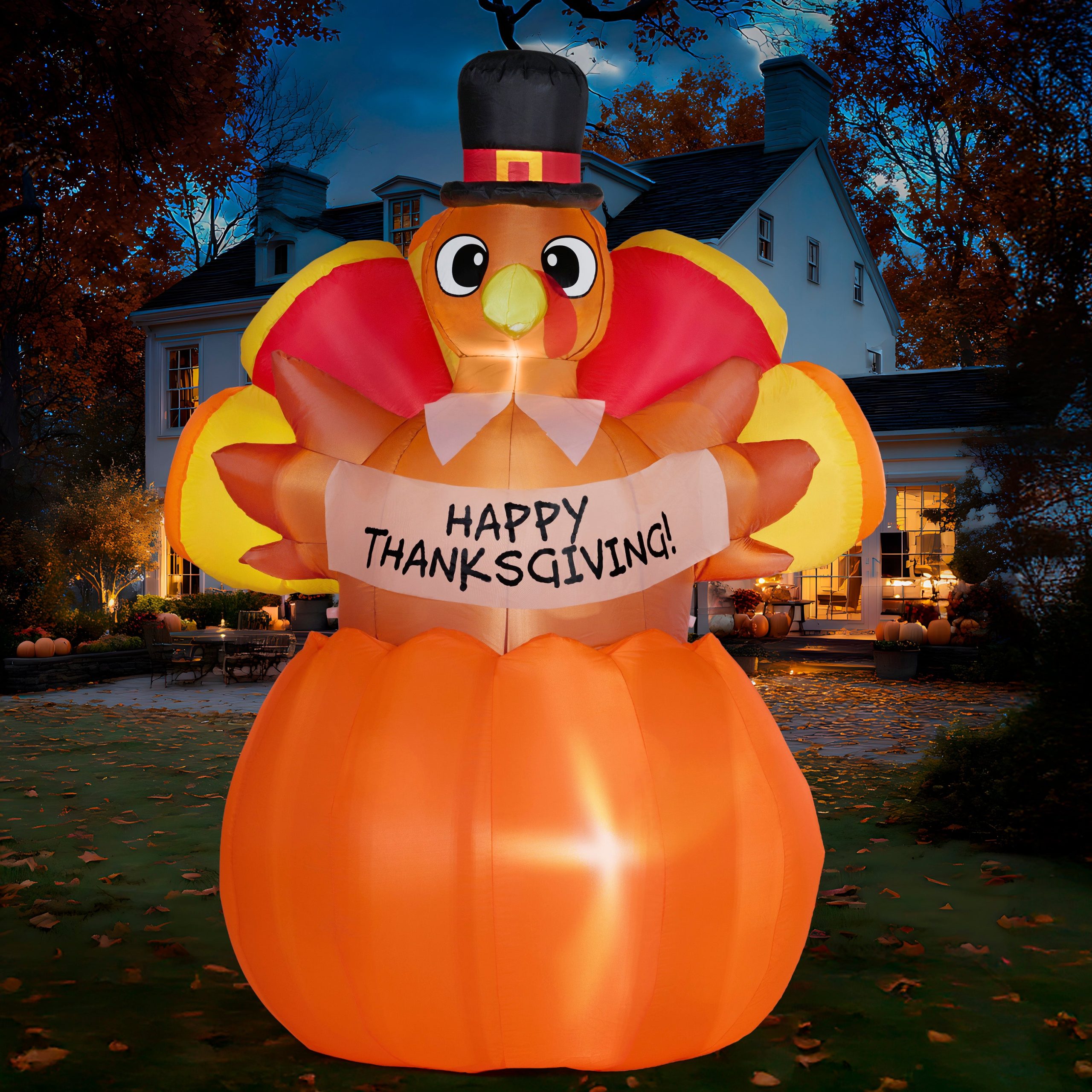 JOIEDOMI 6FT Inflatable Thanksgiving Turkey Pumpkin - LED - Image 2