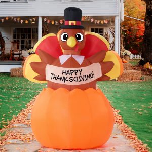 JOIEDOMI 6FT Inflatable Thanksgiving Turkey Pumpkin - LED