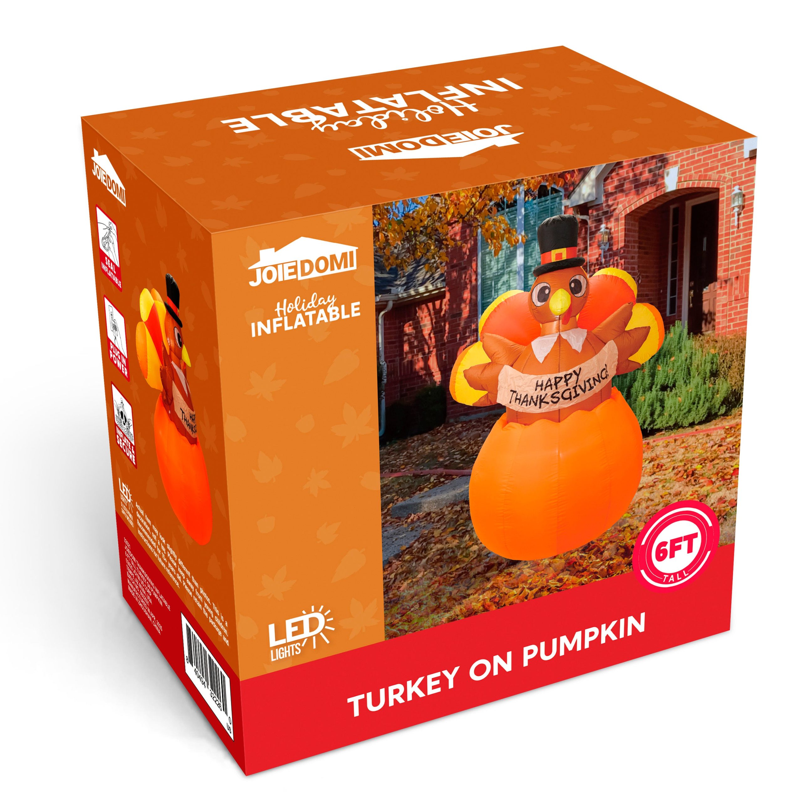 JOIEDOMI 6FT Inflatable Thanksgiving Turkey Pumpkin - LED - Image 8