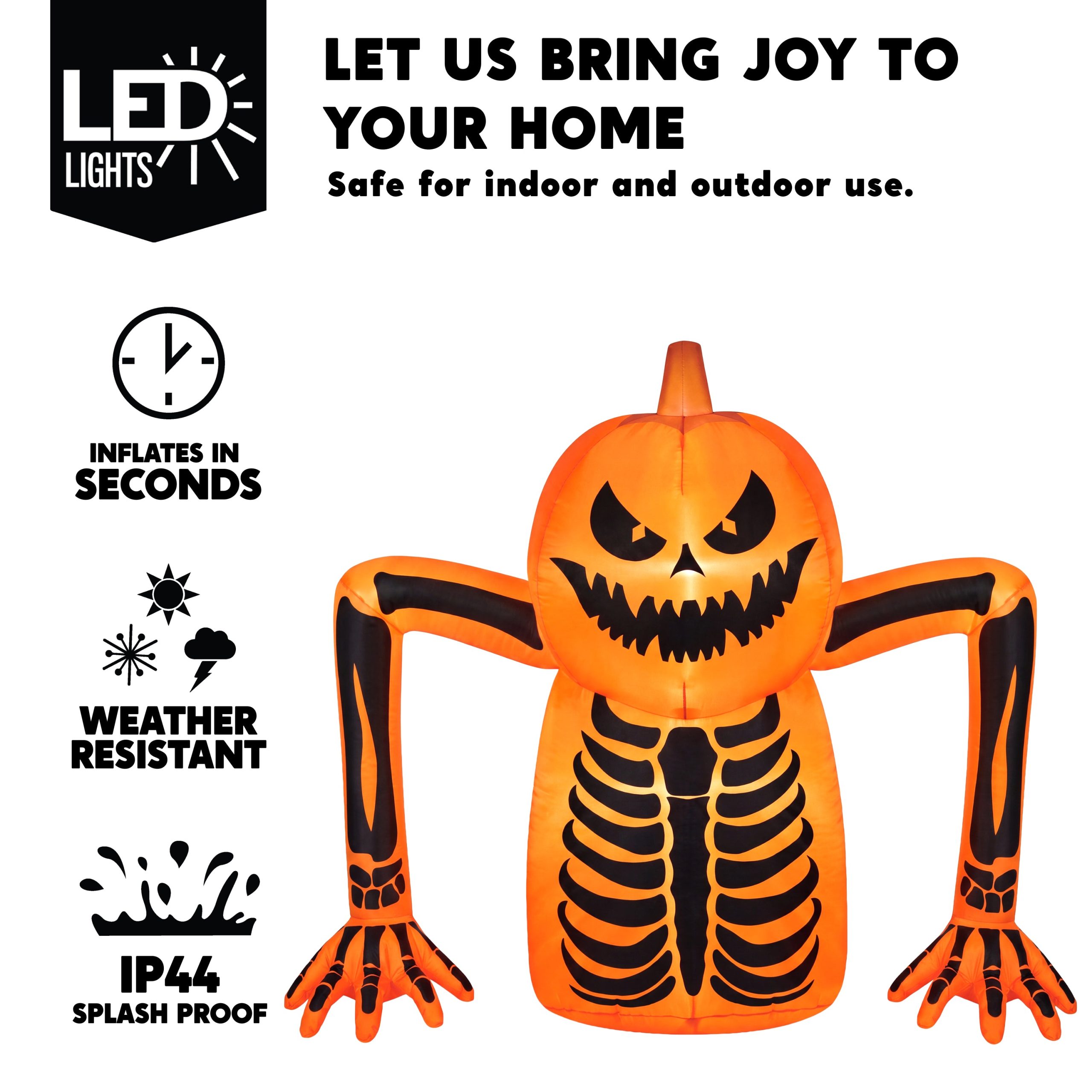 5.5 FT Halloween Pumpkin Skeleton Inflatable with LED Lights - Image 3