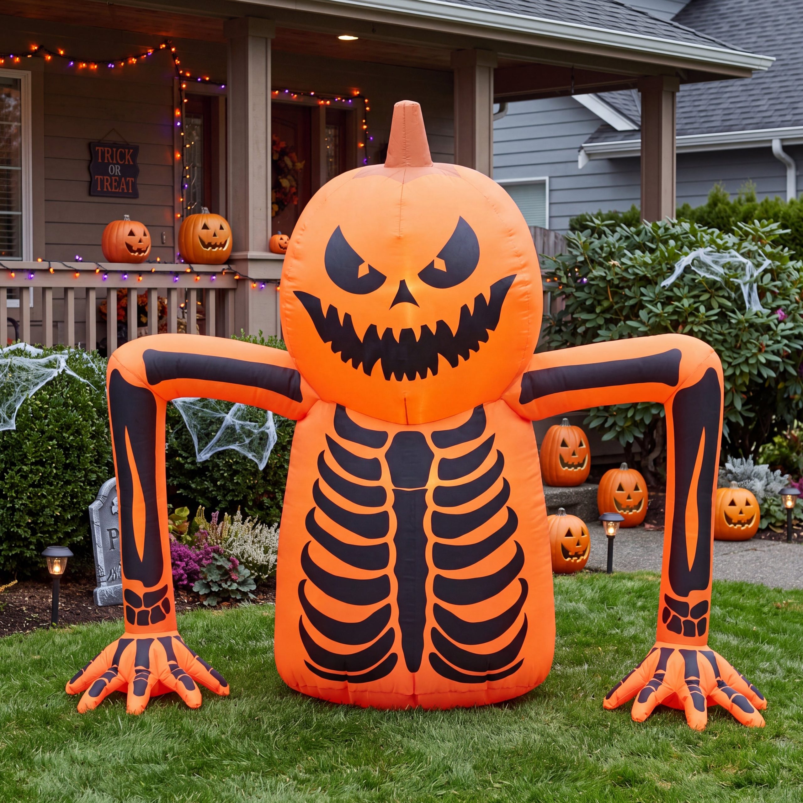 5.5 FT Halloween Pumpkin Skeleton Inflatable with LED Lights - Image 7