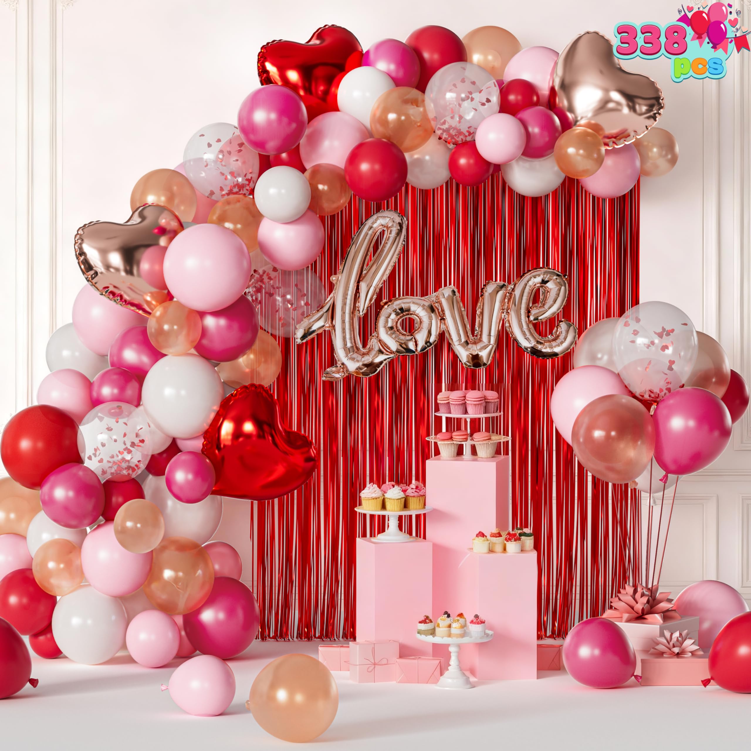 338 Pcs Valentines Day Balloon Arch Set