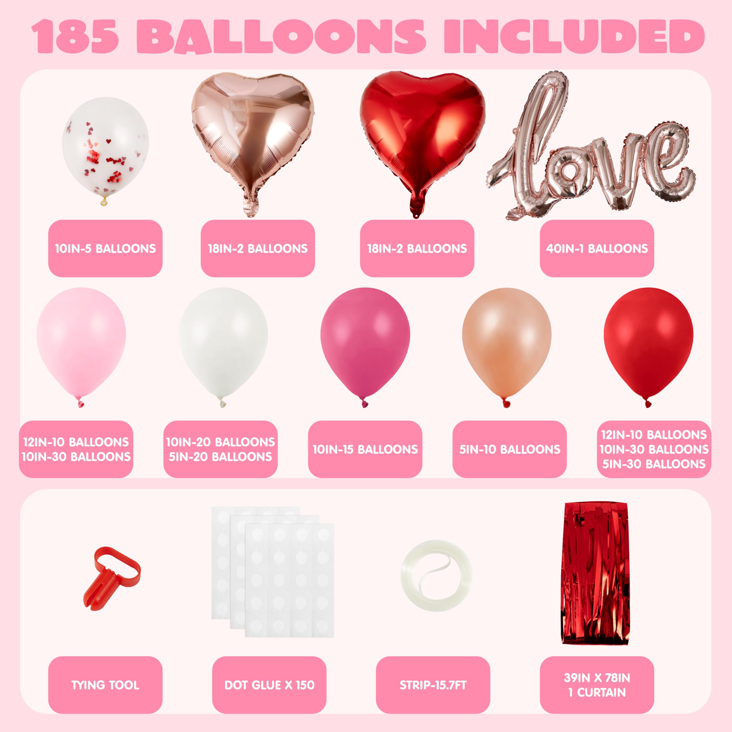 338 Pcs Valentines Day Balloon Arch Set - Image 7