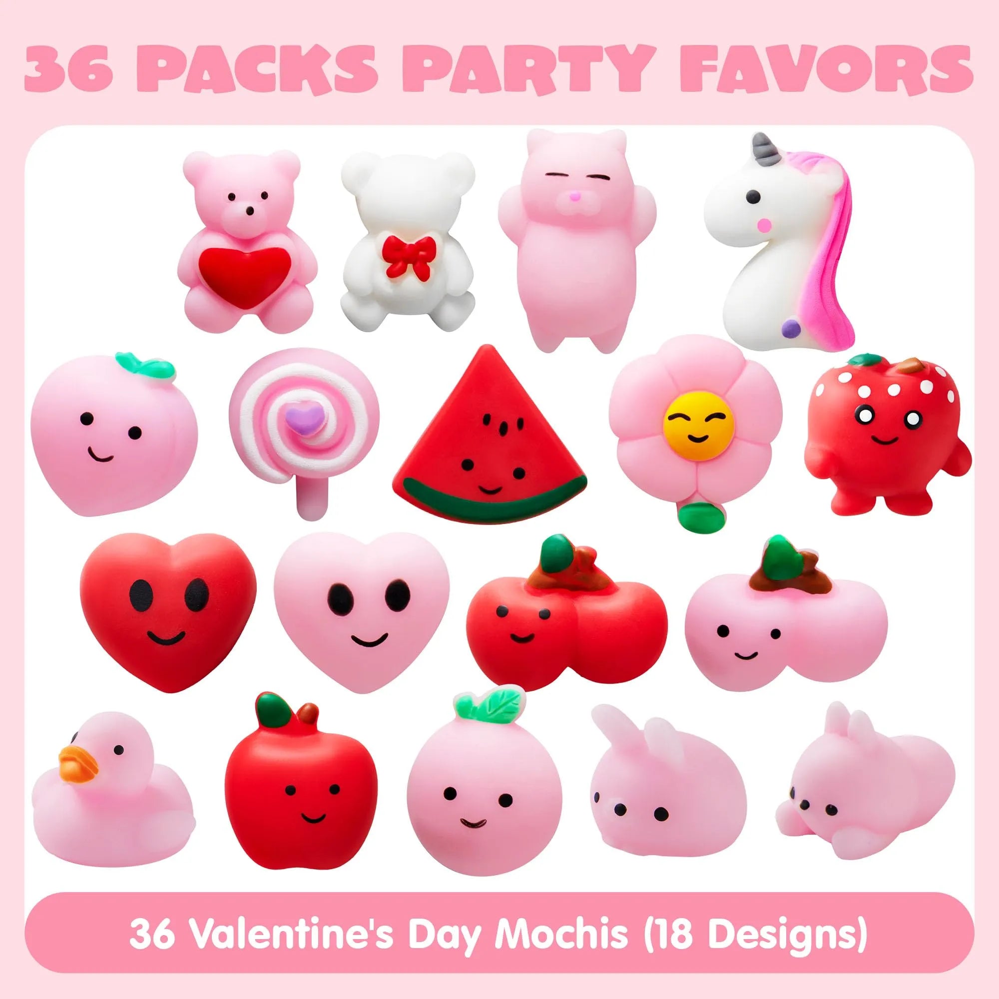 36 Packs Valentine’s Day Gift Mochi Squishy Toys - Image 6