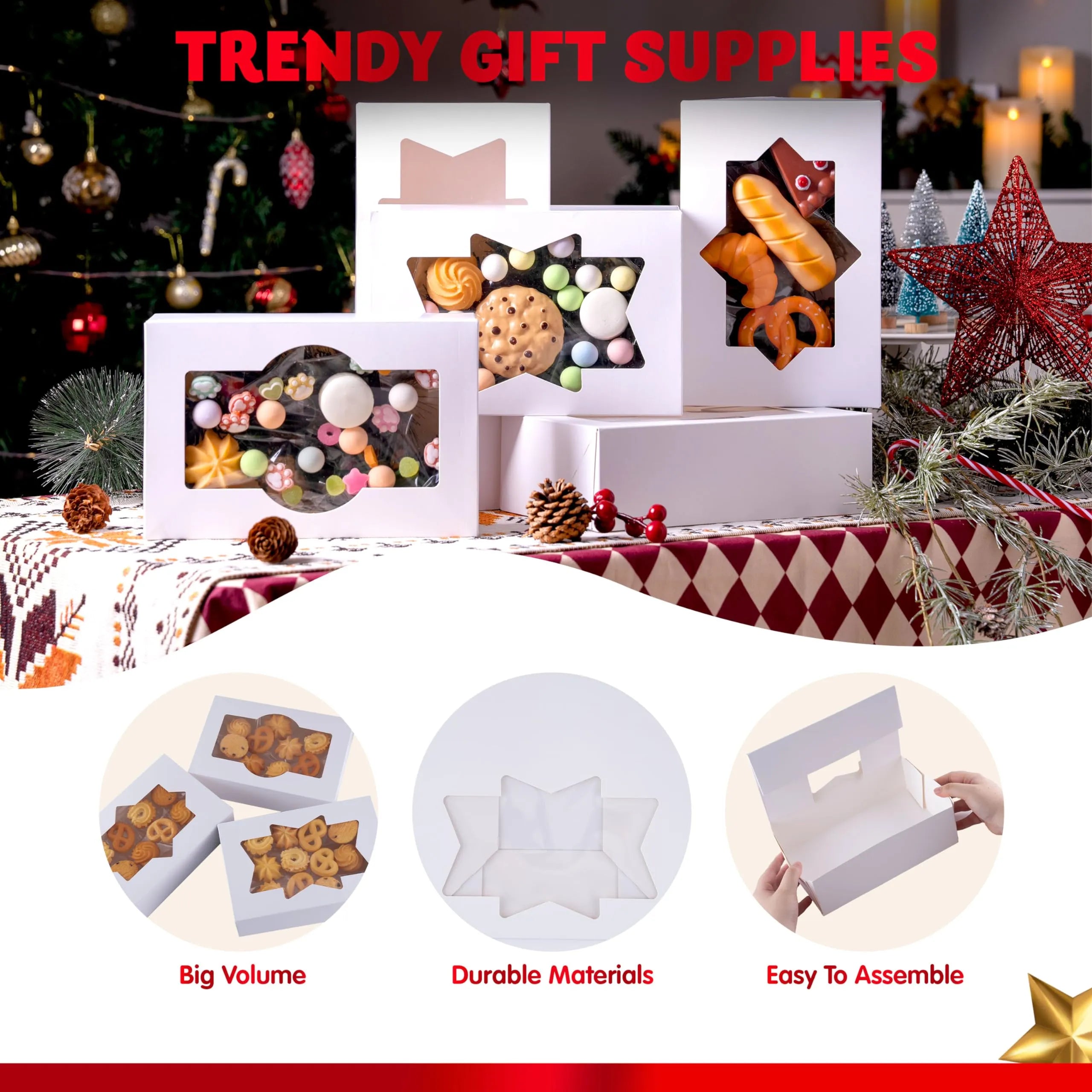 36 Pcs Christmas Cookie Boxes, Plain White Treat Boxes - Image 3