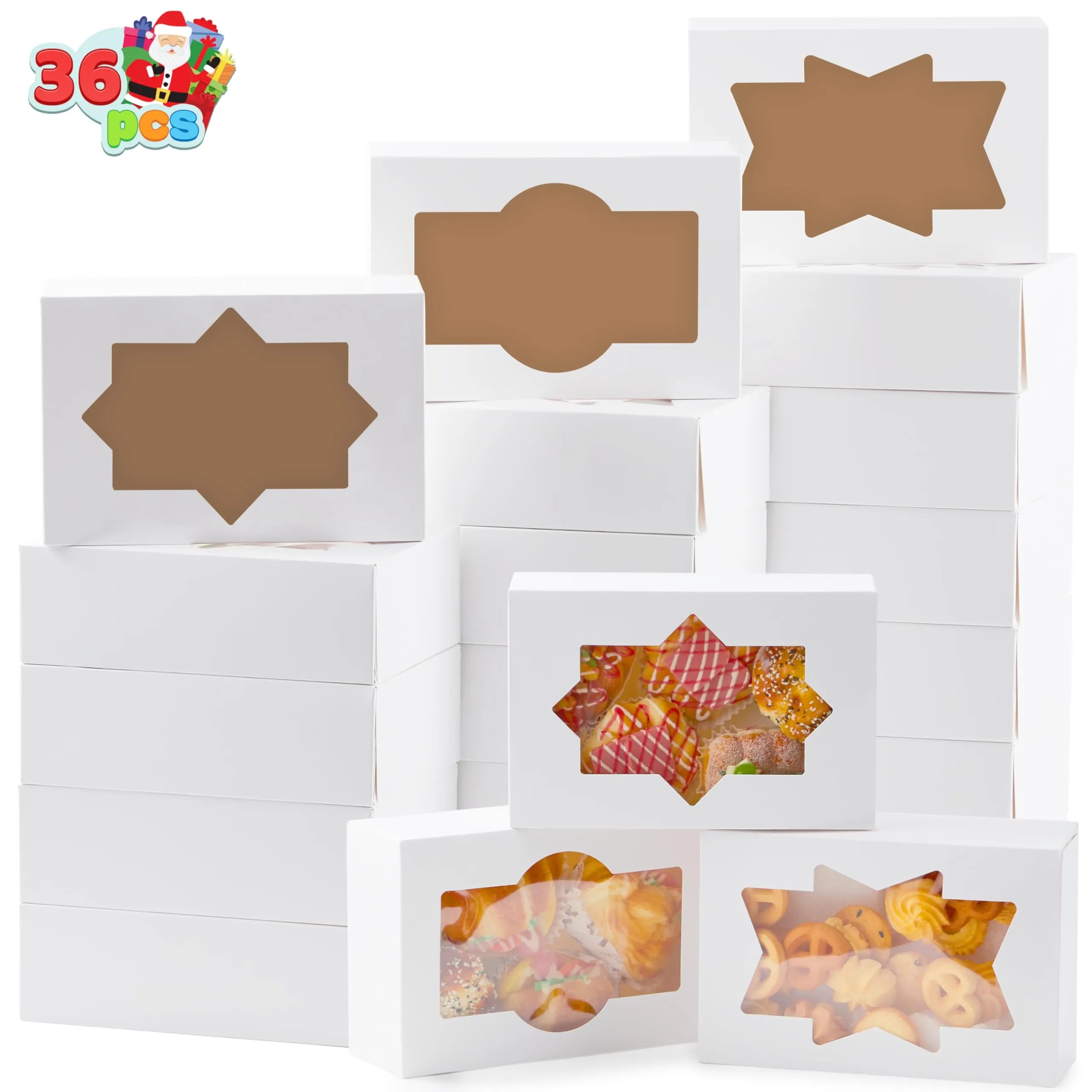 36 Pcs Christmas Cookie Boxes, Plain White Treat Boxes