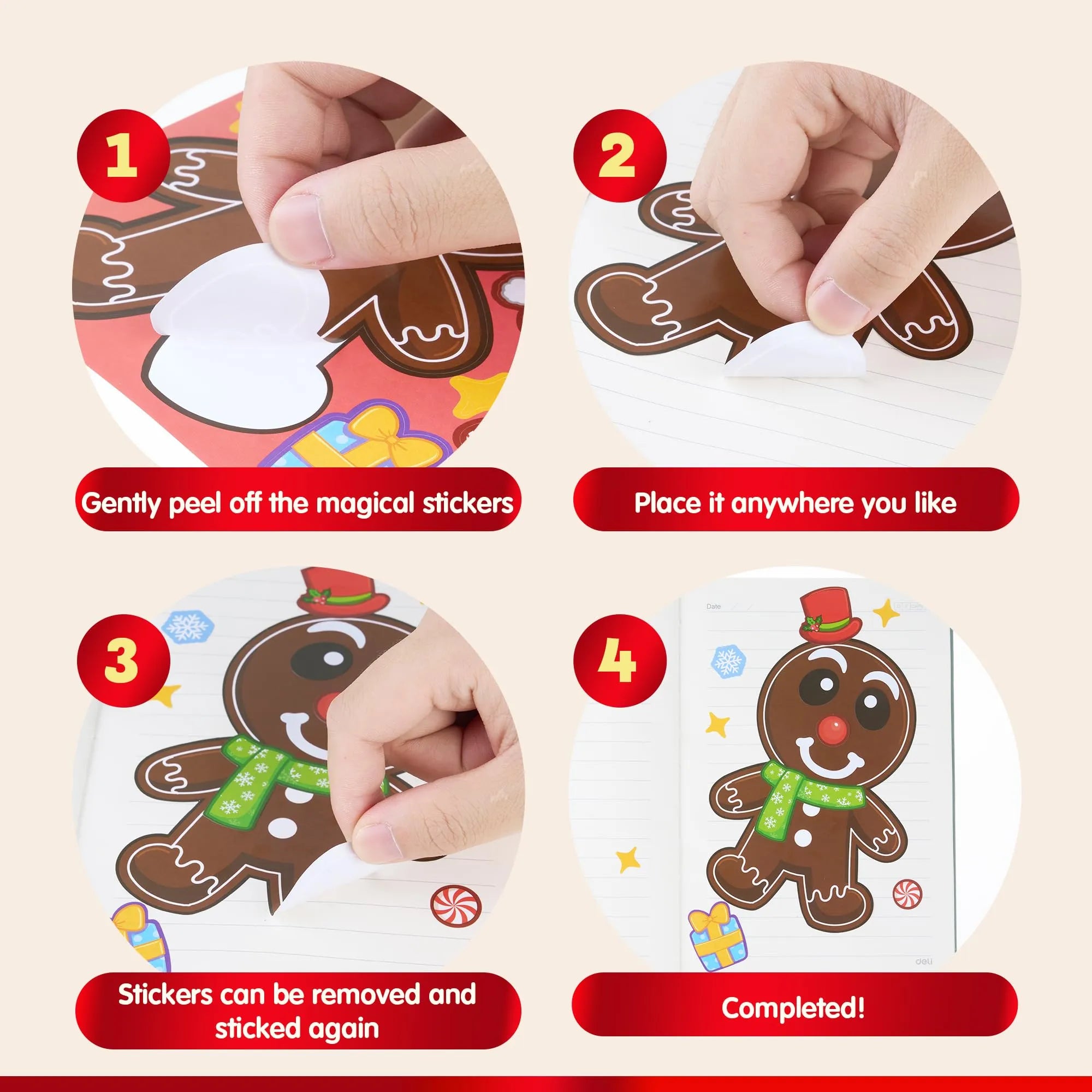 36 Pcs Christmas Make A Face Sticker Sheet for Kids - Image 7