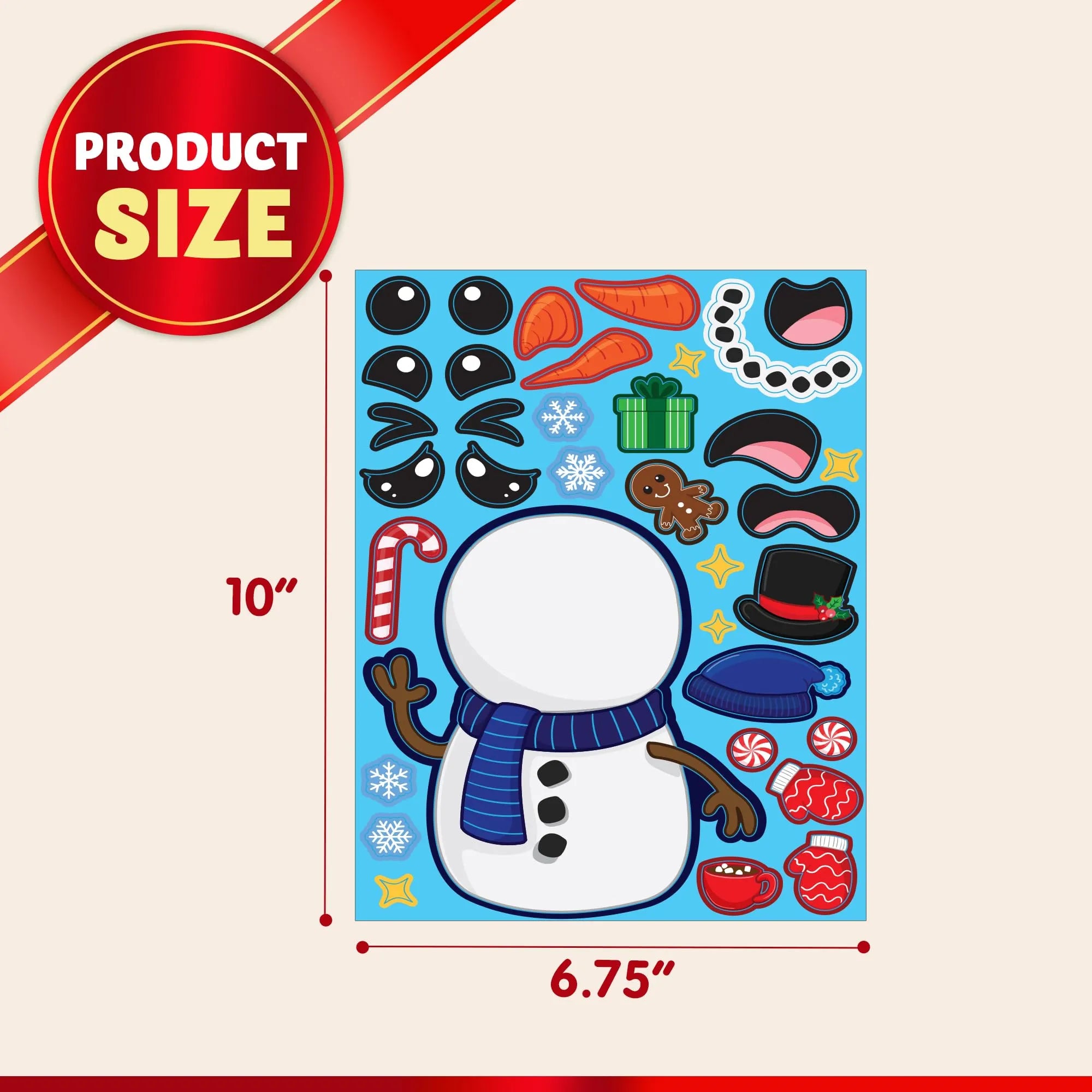 36 Pcs Christmas Make A Face Sticker Sheet for Kids - Image 6