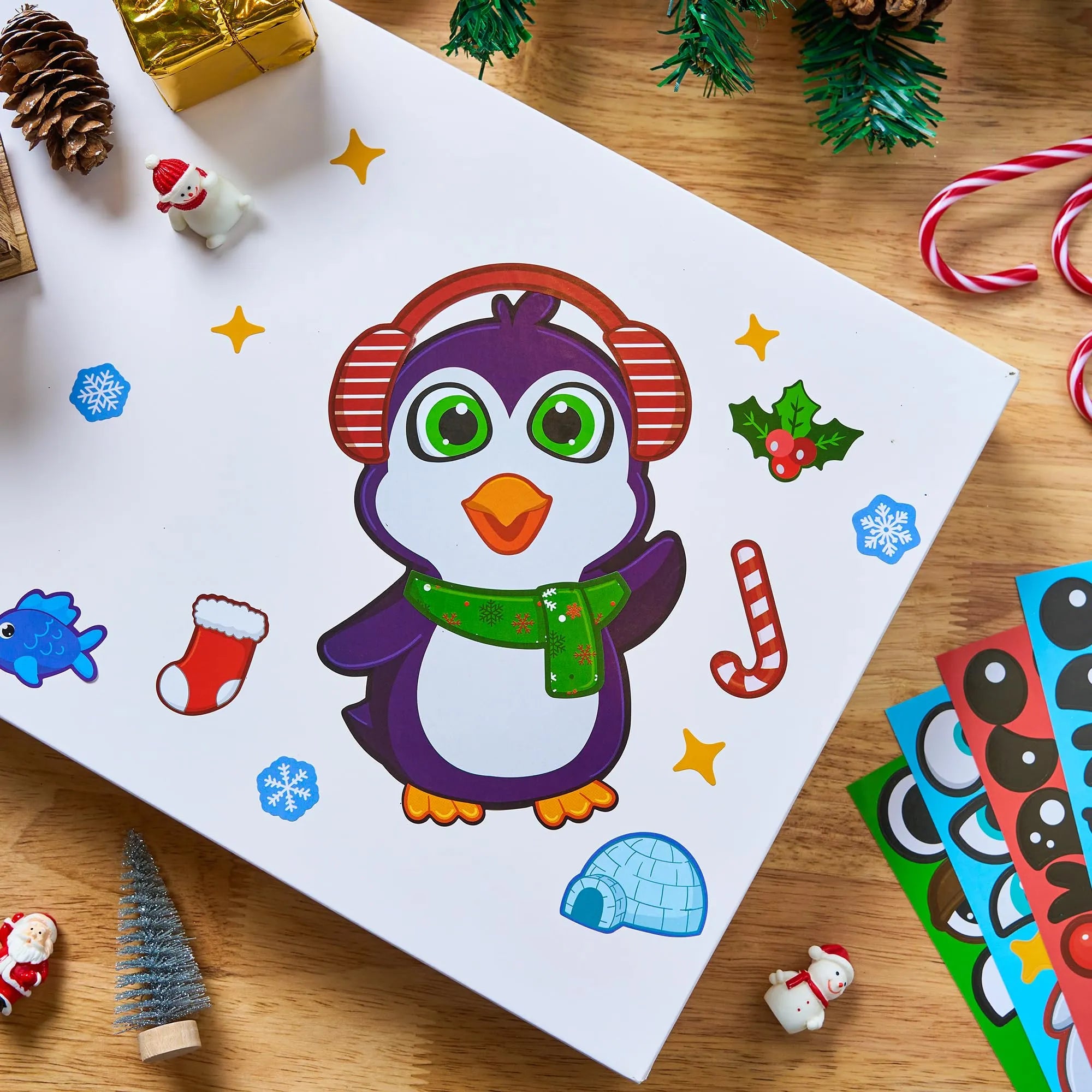 36 Pcs Christmas Make A Face Sticker Sheet for Kids - Image 4