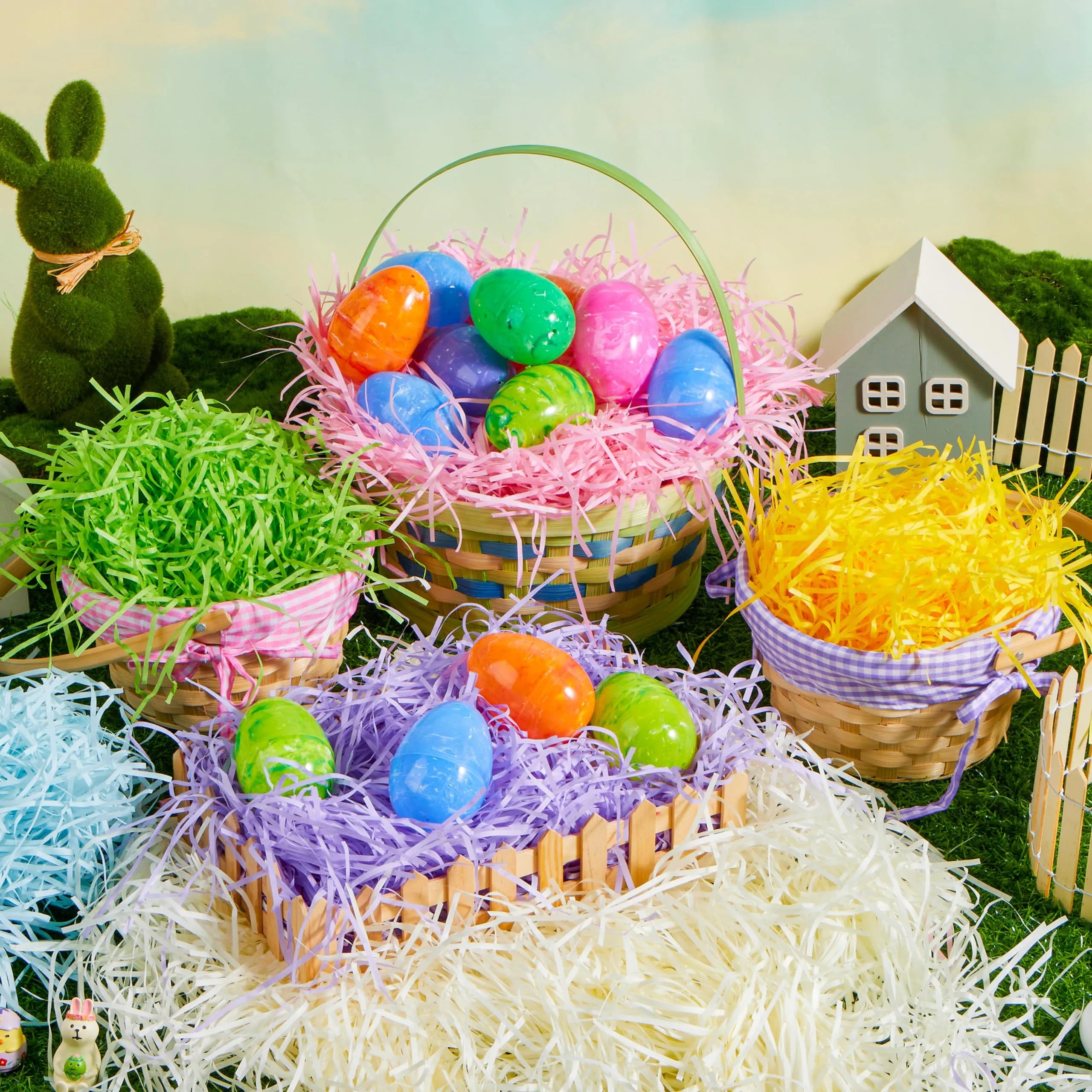 36oz (1000g) Multicolor Rainbow Easter Grass, Recyclable Paper Grass Shred Pastel Colors - Image 6