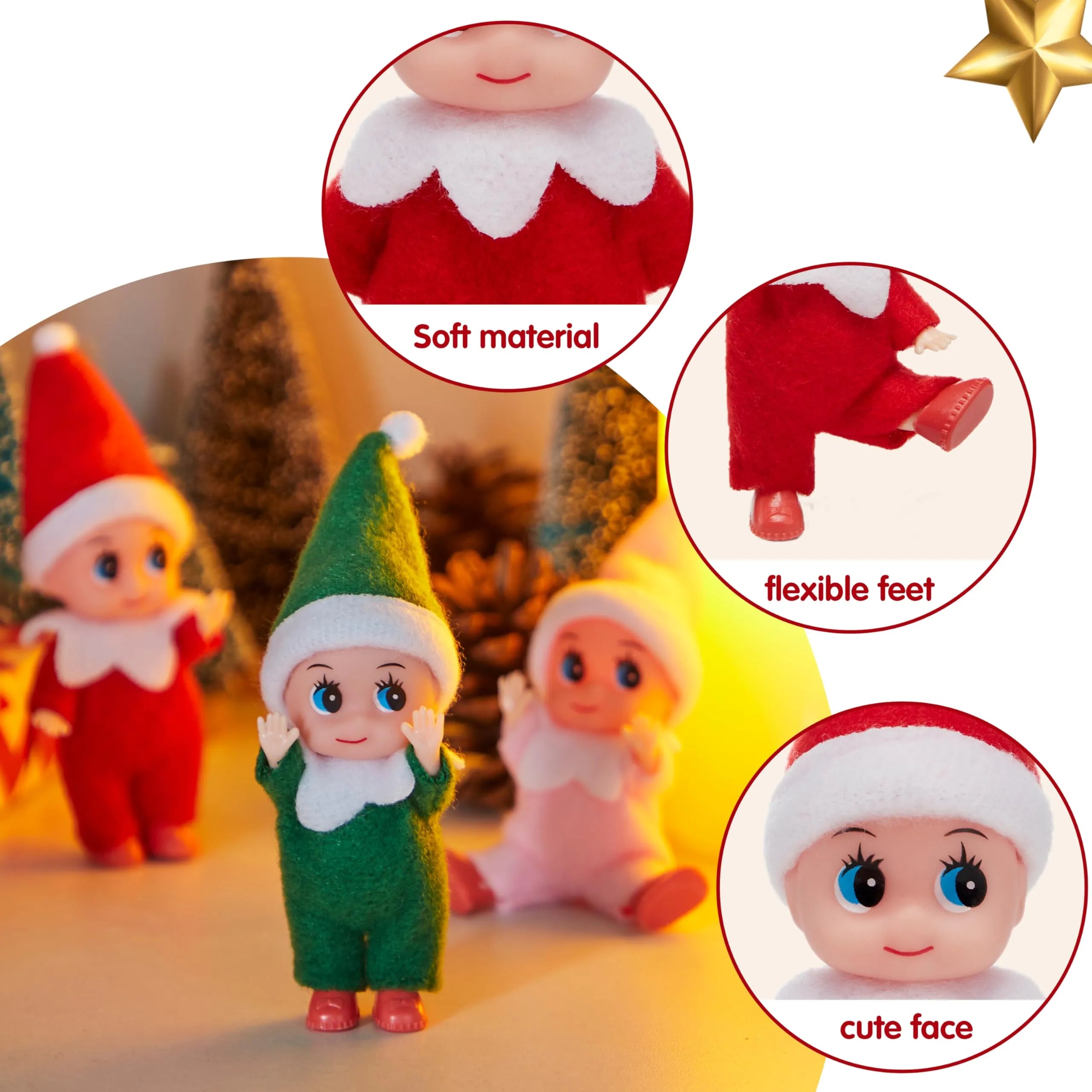 3PCS Tiny Elf Doll Christmas Holiday Decoration Accessories Gift - Image 4