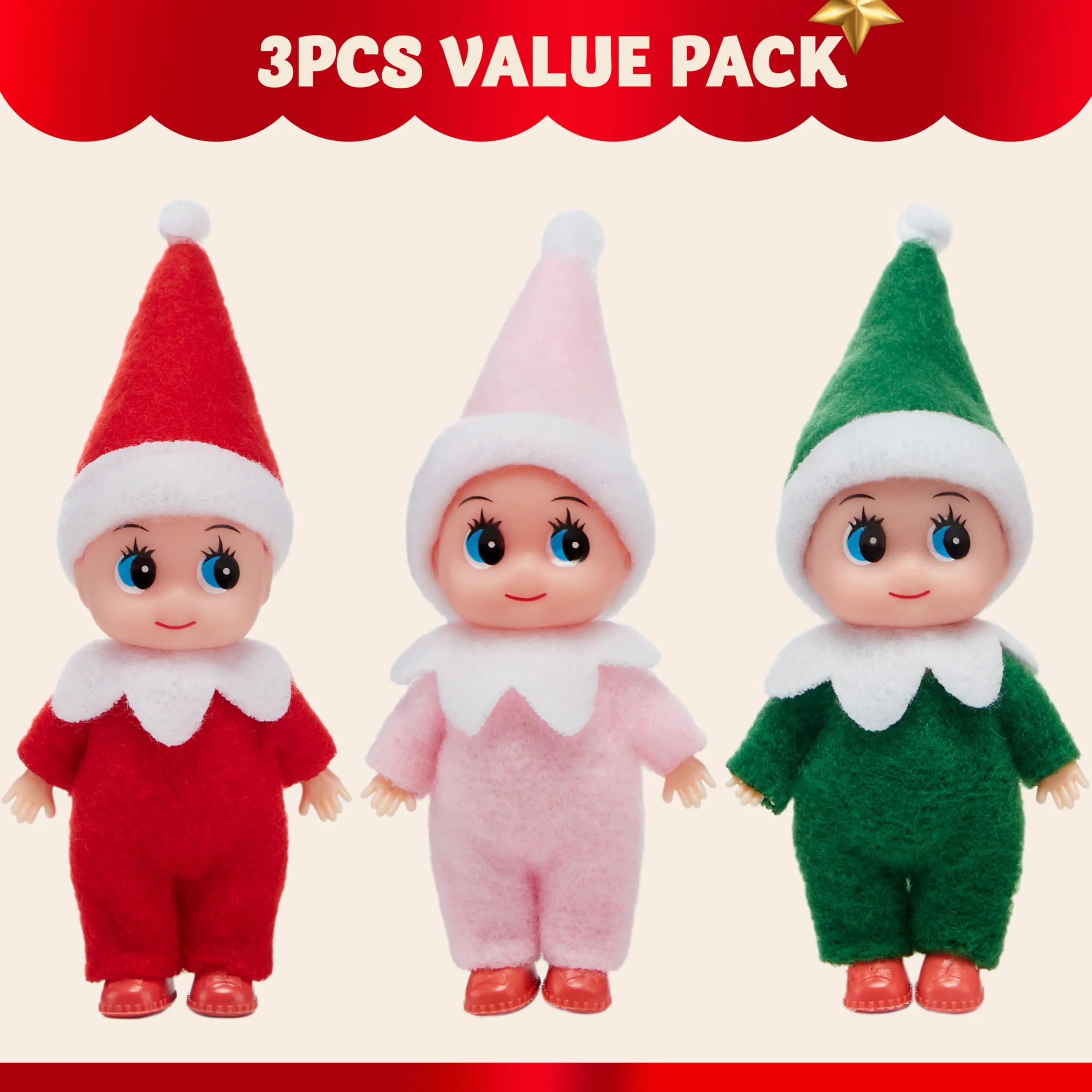 3PCS Tiny Elf Doll Christmas Holiday Decoration Accessories Gift - Image 2