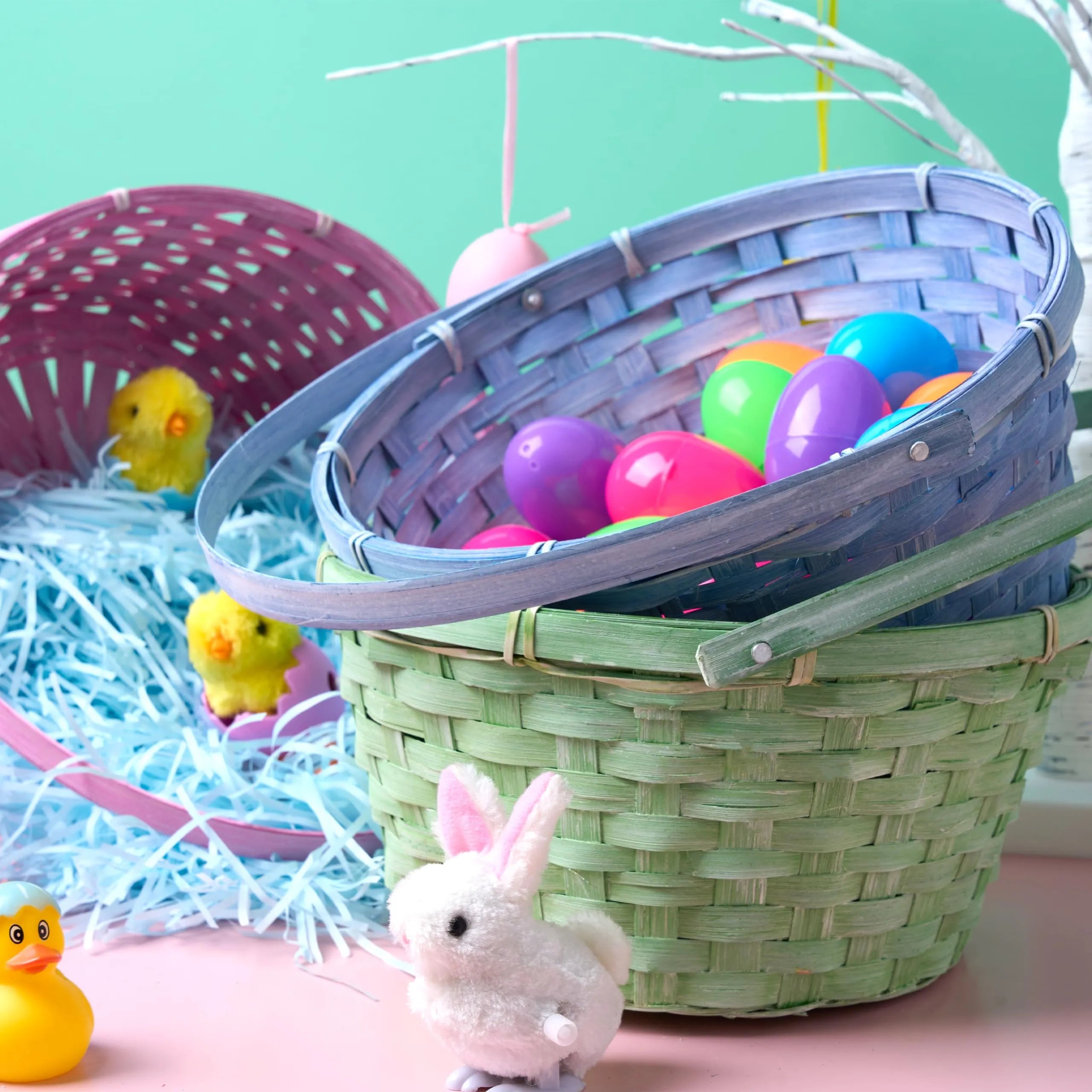 3Pcs Easter Bamboo Baskets with Folding Handle for Easter Egg Hunt - Image 6