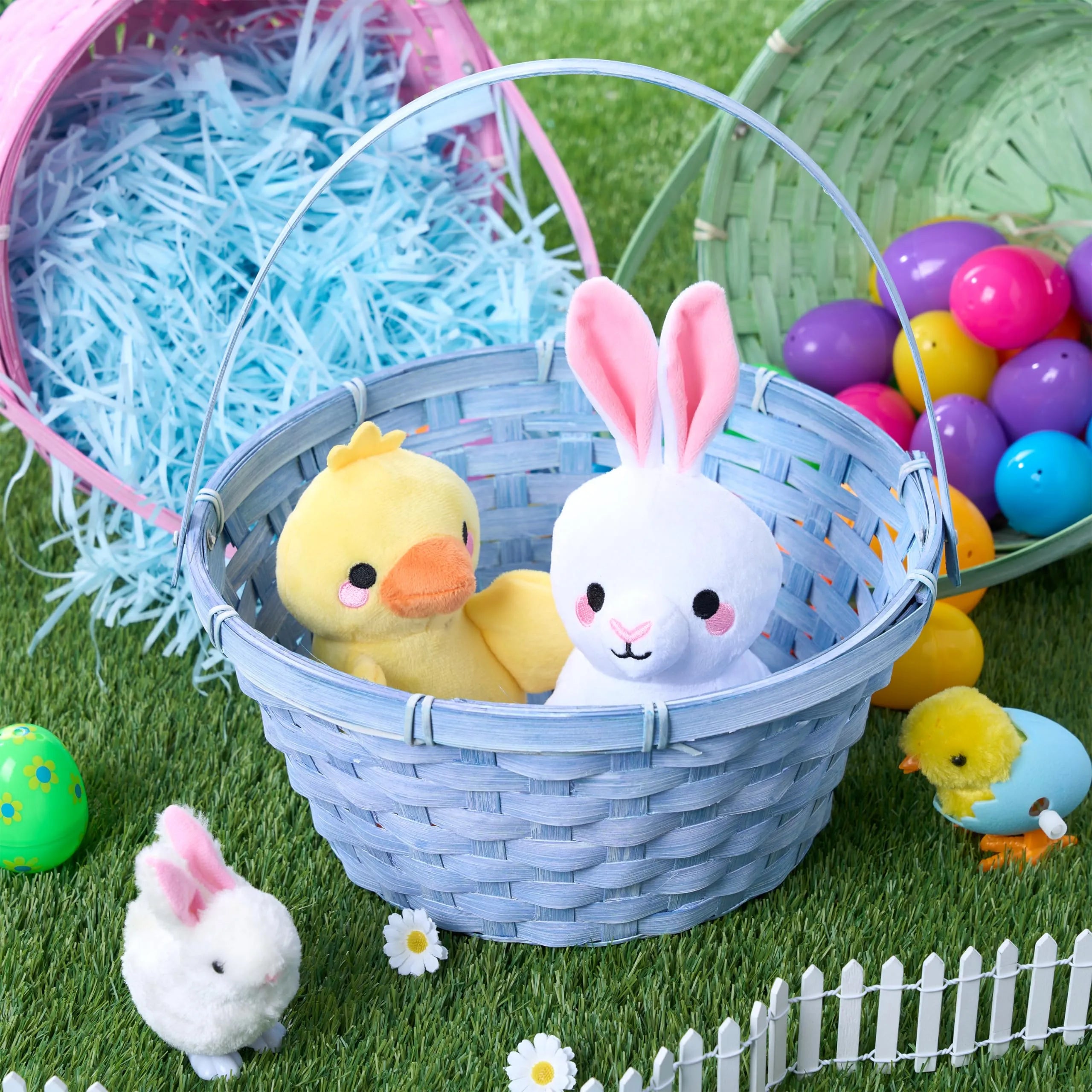3Pcs Easter Bamboo Baskets with Folding Handle for Easter Egg Hunt - Image 7