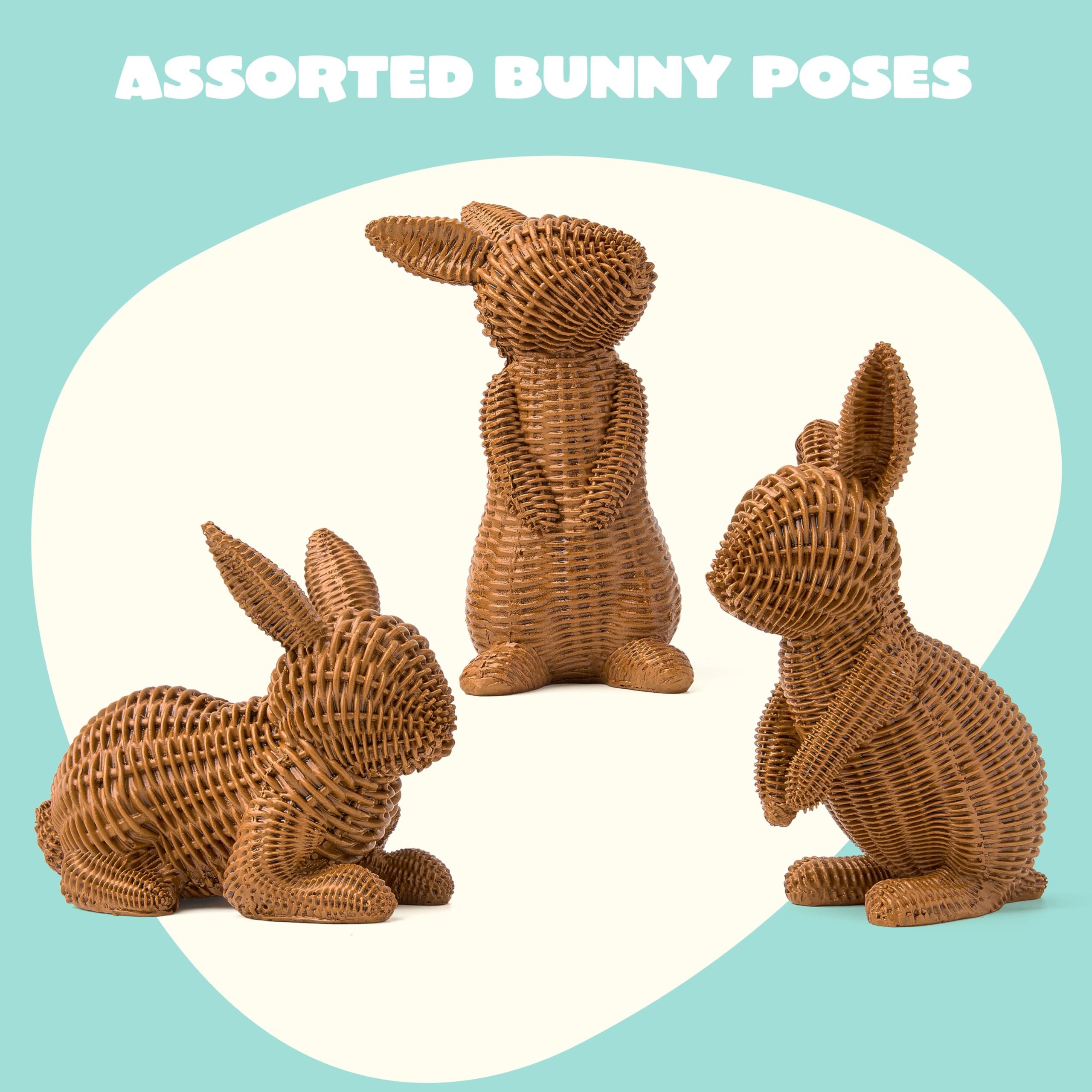 3 Pcs Easter Bunny Resin Figurines for Home Tabletop Decor - Image 2