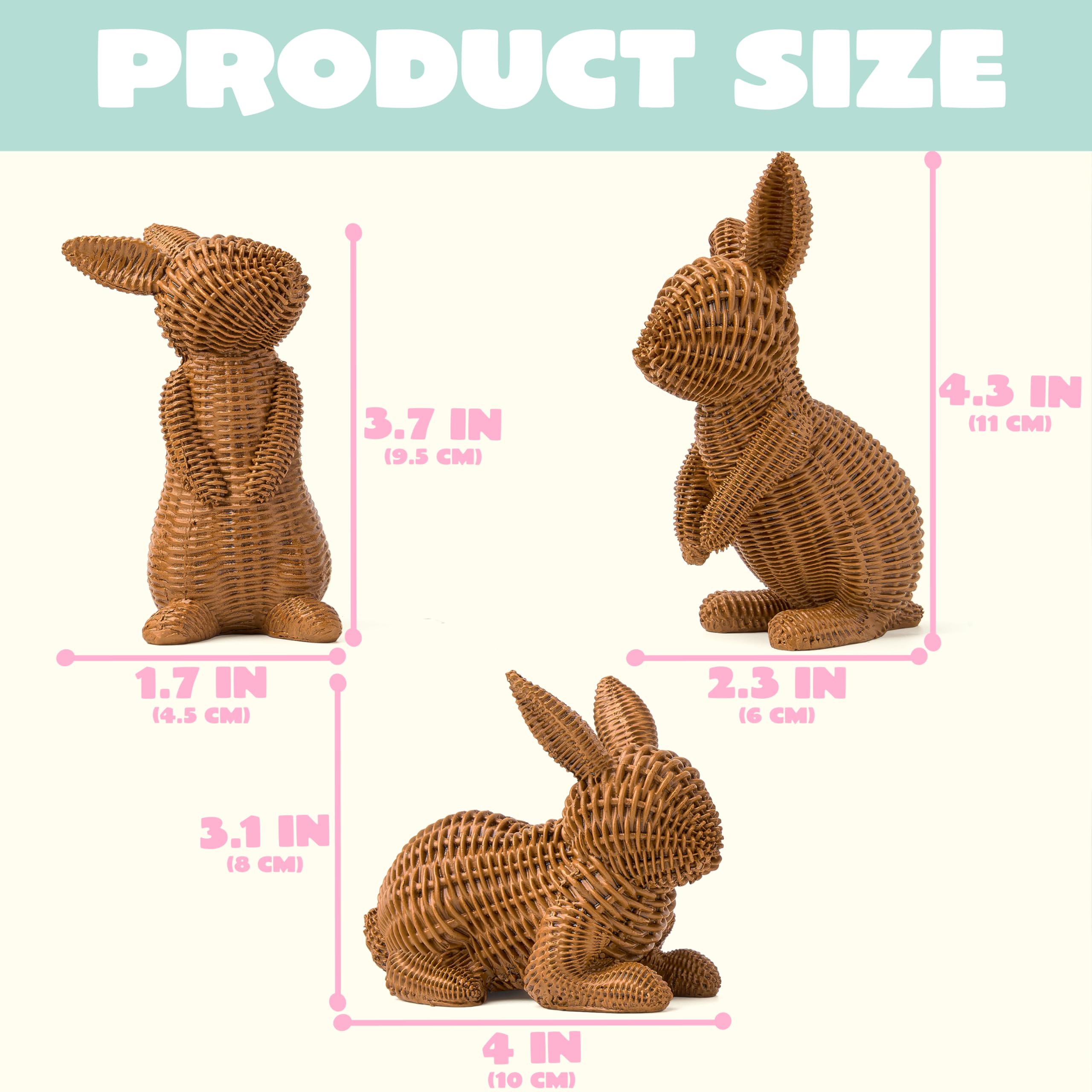 3 Pcs Easter Bunny Resin Figurines for Home Tabletop Decor - Image 4