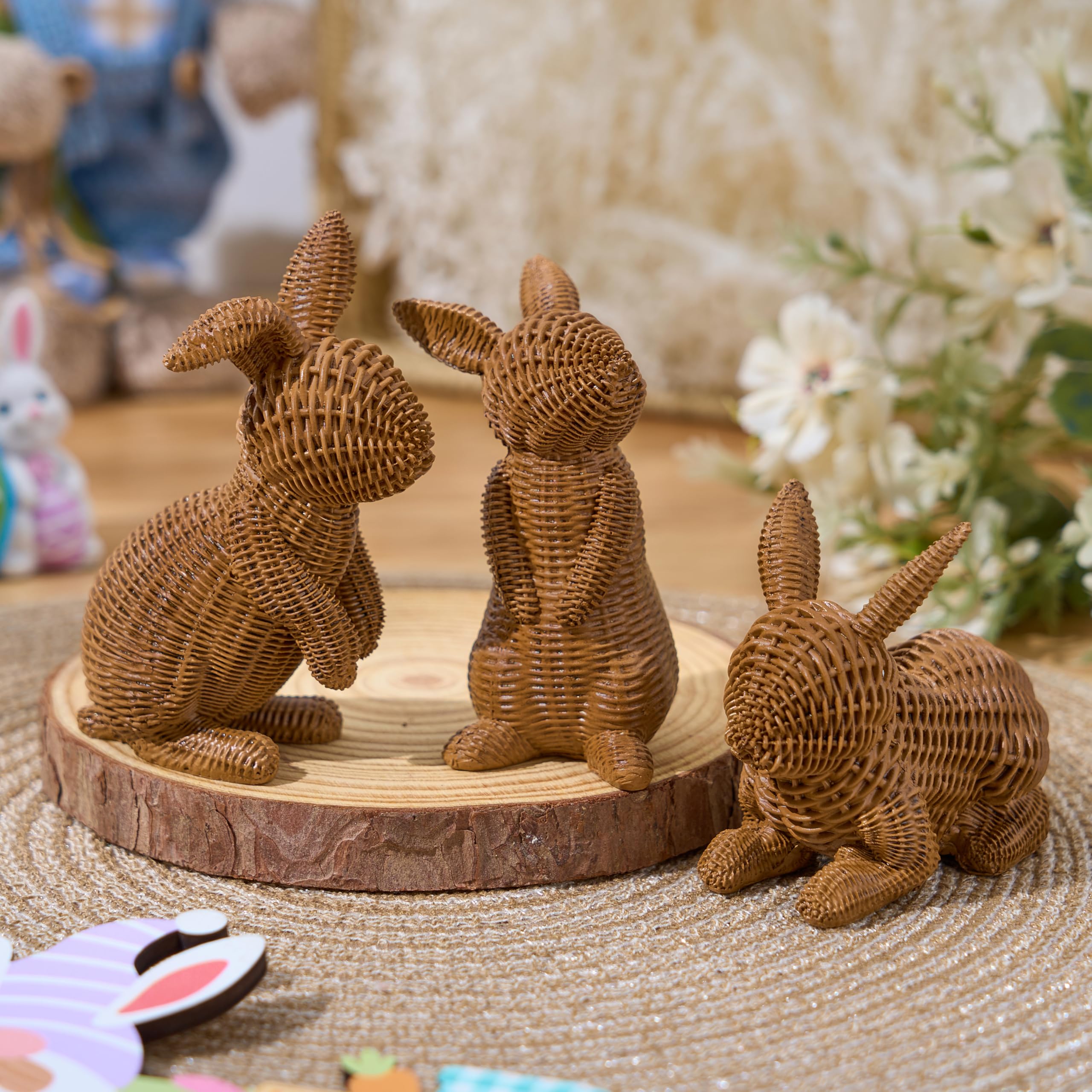 3 Pcs Easter Bunny Resin Figurines for Home Tabletop Decor - Image 8