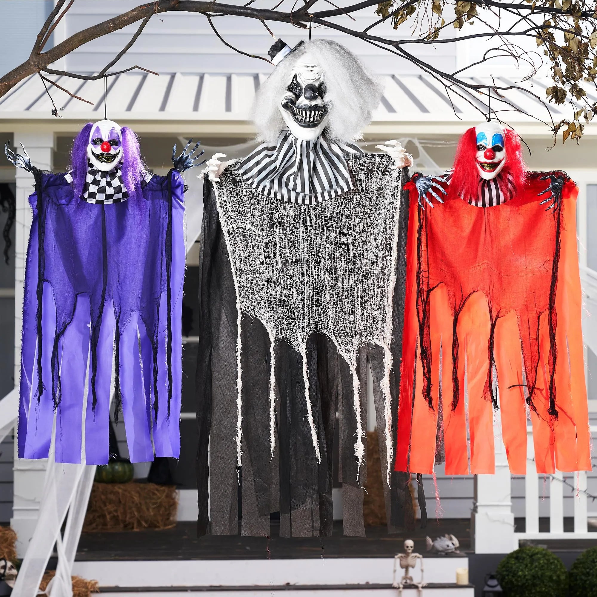 3 Pcs Halloween Hanging Clowns Decorations, one 47in, Two 35.4in Scary Hanging Clowns in Varies Colors - Image 6