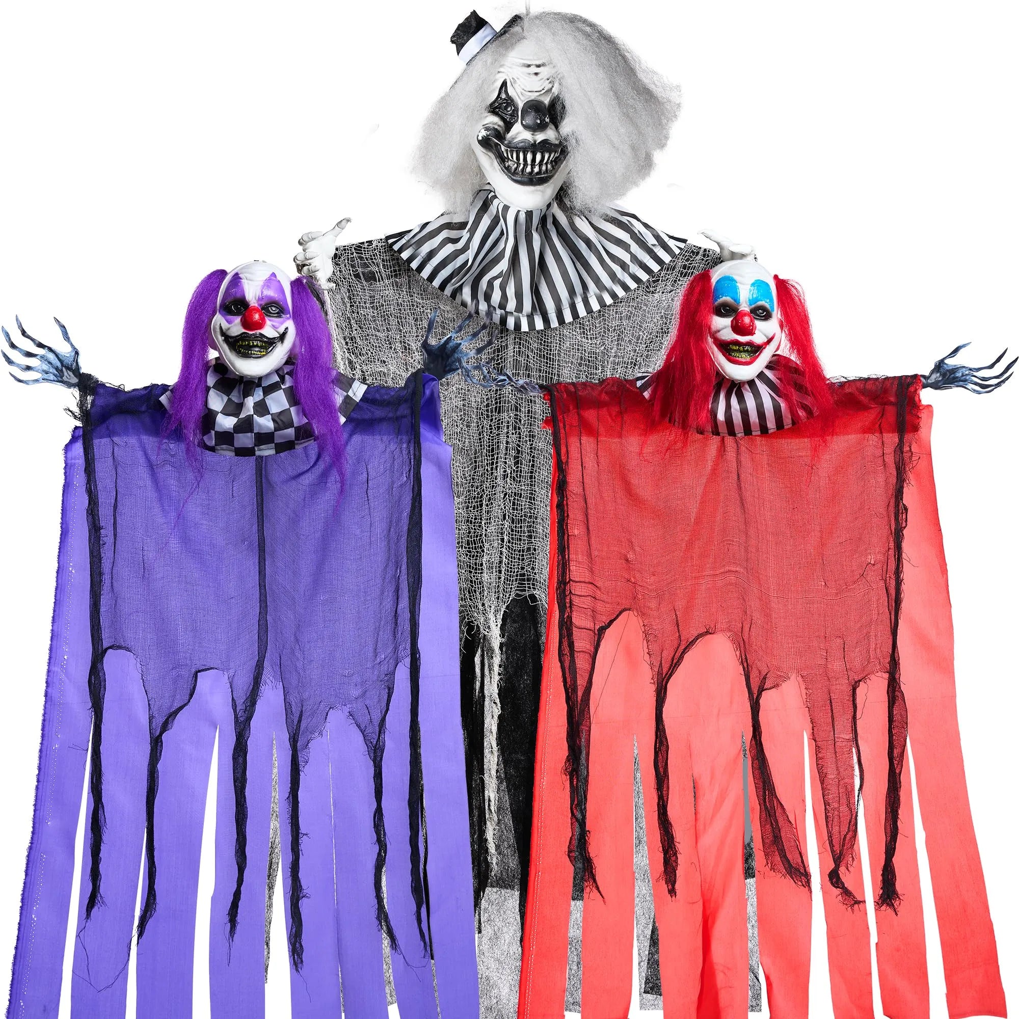 3 Pcs Halloween Hanging Clowns Decorations, one 47in, Two 35.4in Scary Hanging Clowns in Varies Colors - Image 7