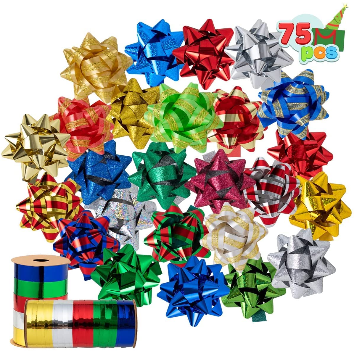 3 inch Christmas Gift Bows, 75 Pcs - Image 4