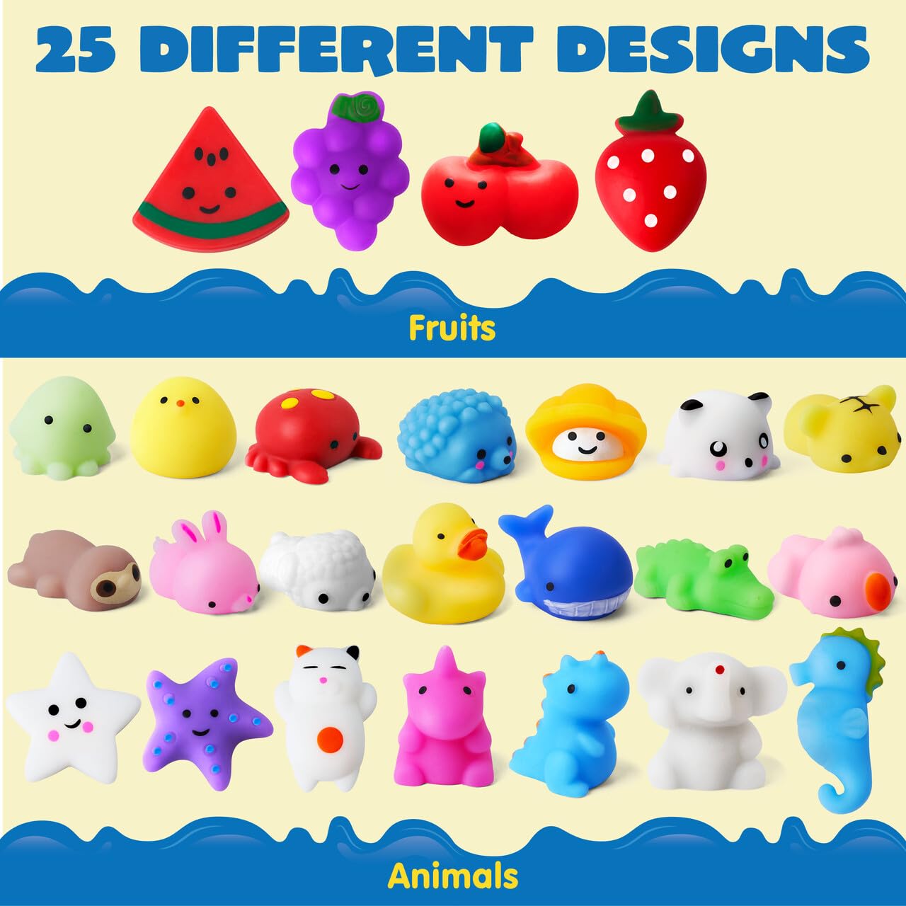 Random 25 Pack Mini Squishy Mochi, Party Favors for Kids - Image 3