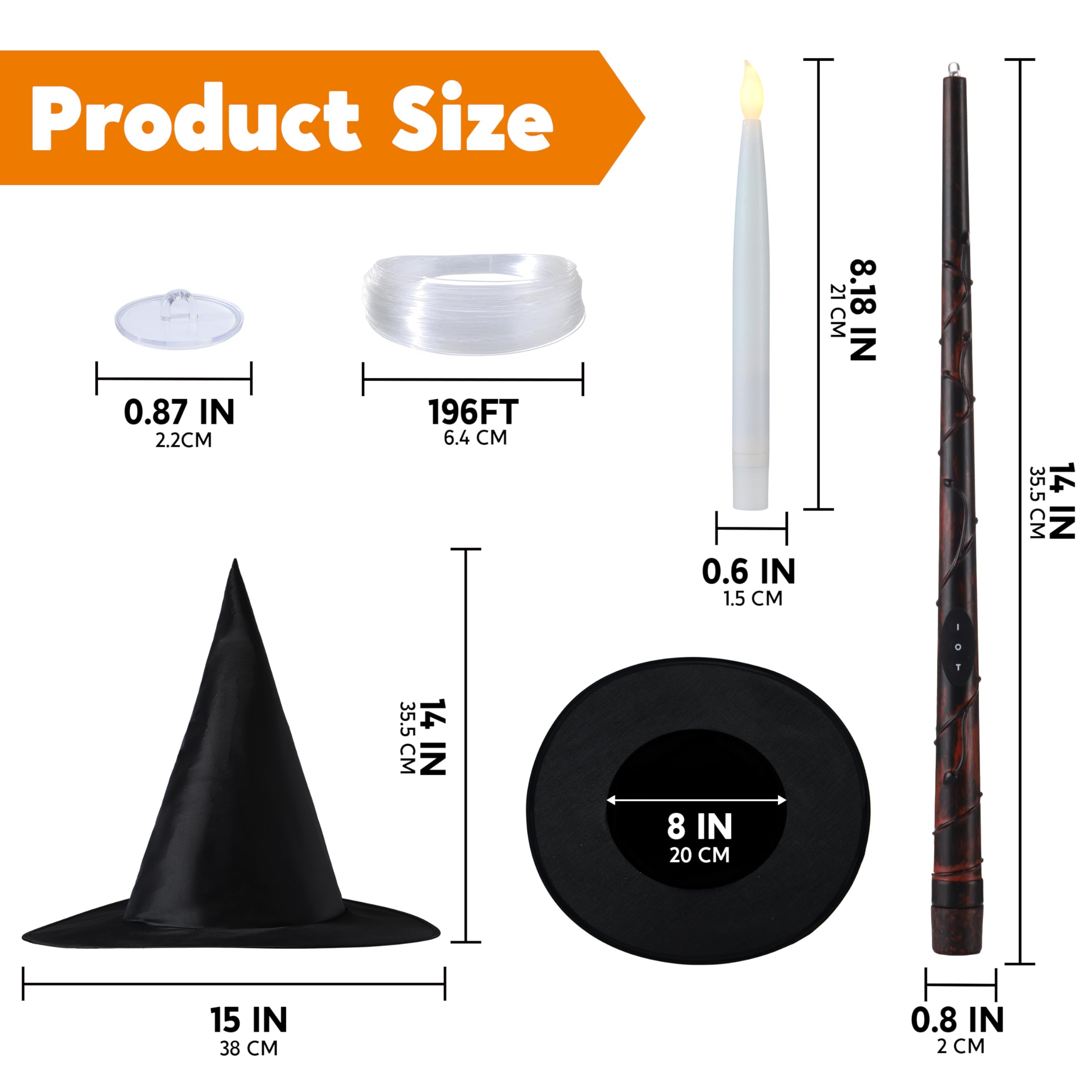 20Pcs Halloween Floating Candles and Witch Hat - Image 3