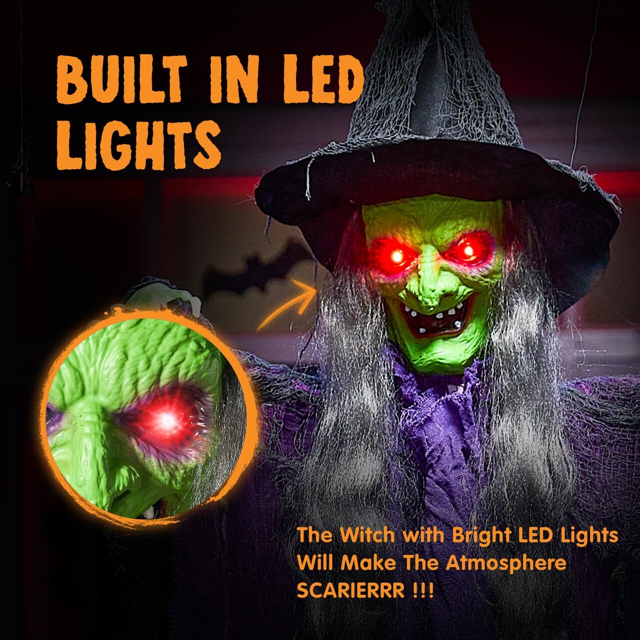 72” Halloween Hanging Witch Decorations Outdoor - Image 3