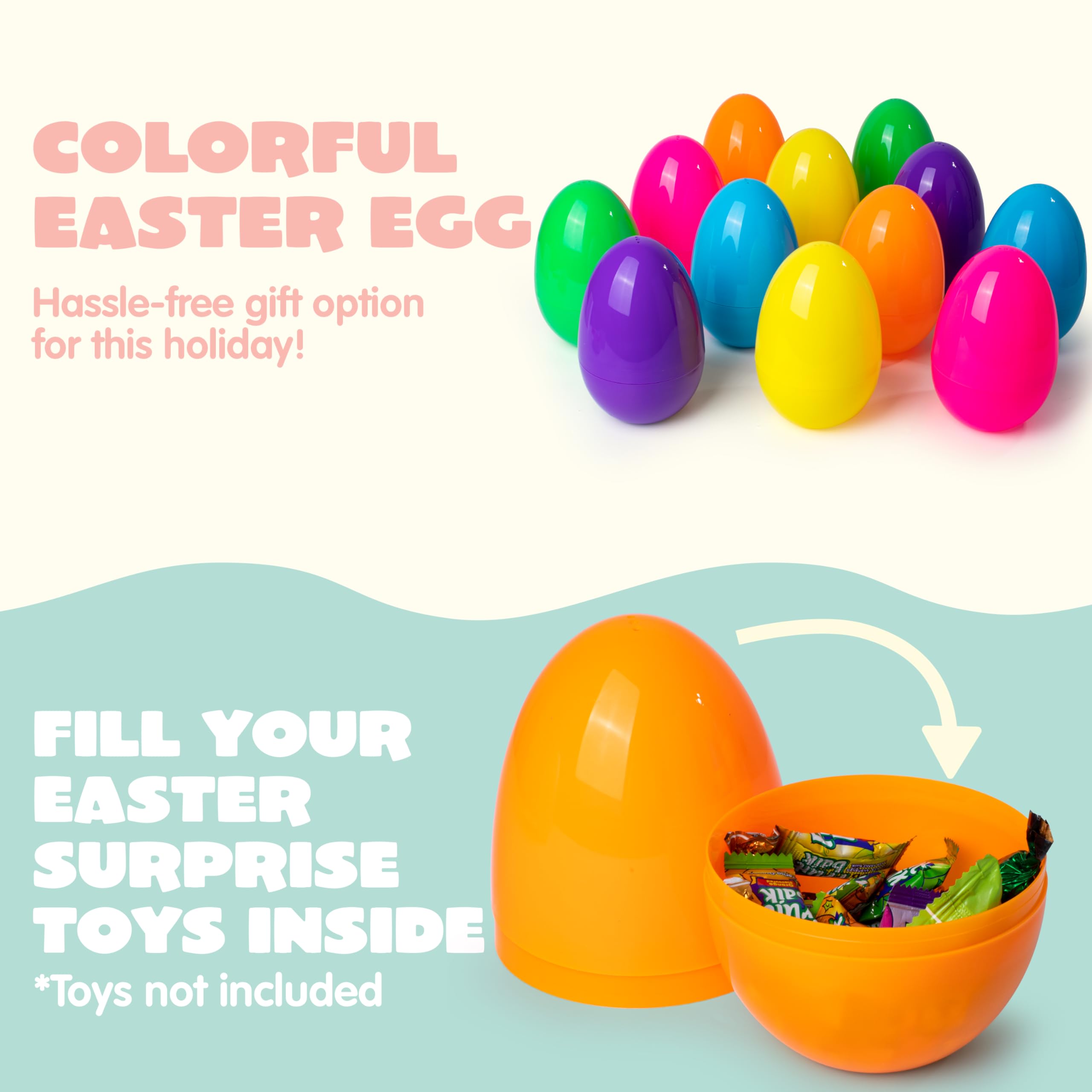 6Pcs 7 Jumbo Colorful Plastic Easter Egg Shells for Easter Egg Hunt - Image 3